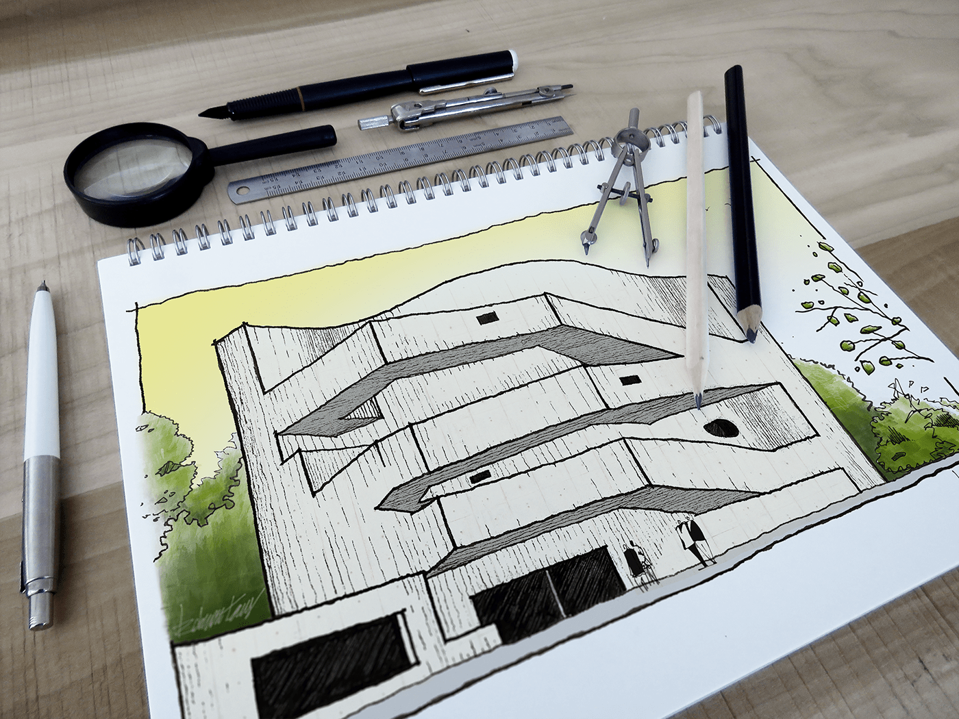 Alvaro Siza ARQUITETURA arquitetura e urbanismo desenho arquitetônico iberê iberê camargo poa porto alegre sketch archviz