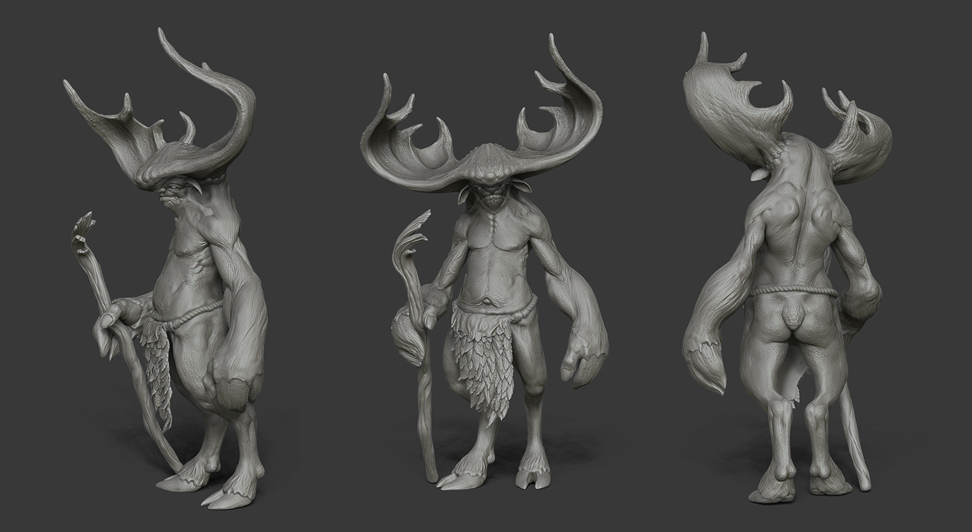 3d modeling animal Character Character design  concept Digital Art  forest Magic   moose Zbrush