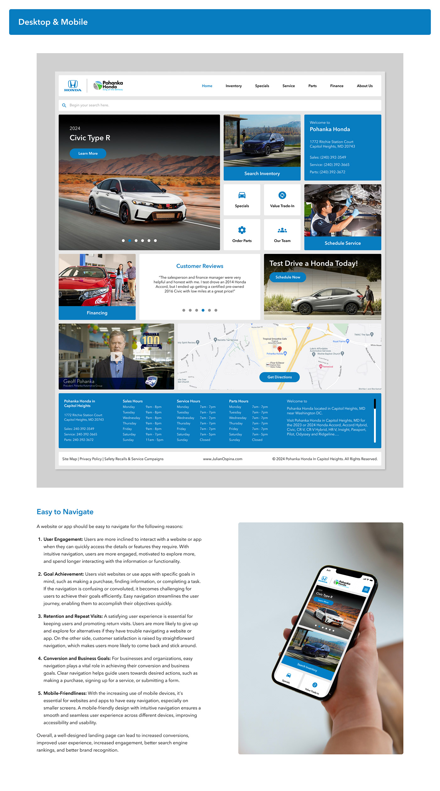 UI/UX Honda dealership landing page Website Figma ui design Mobile app Ecommerce Civic