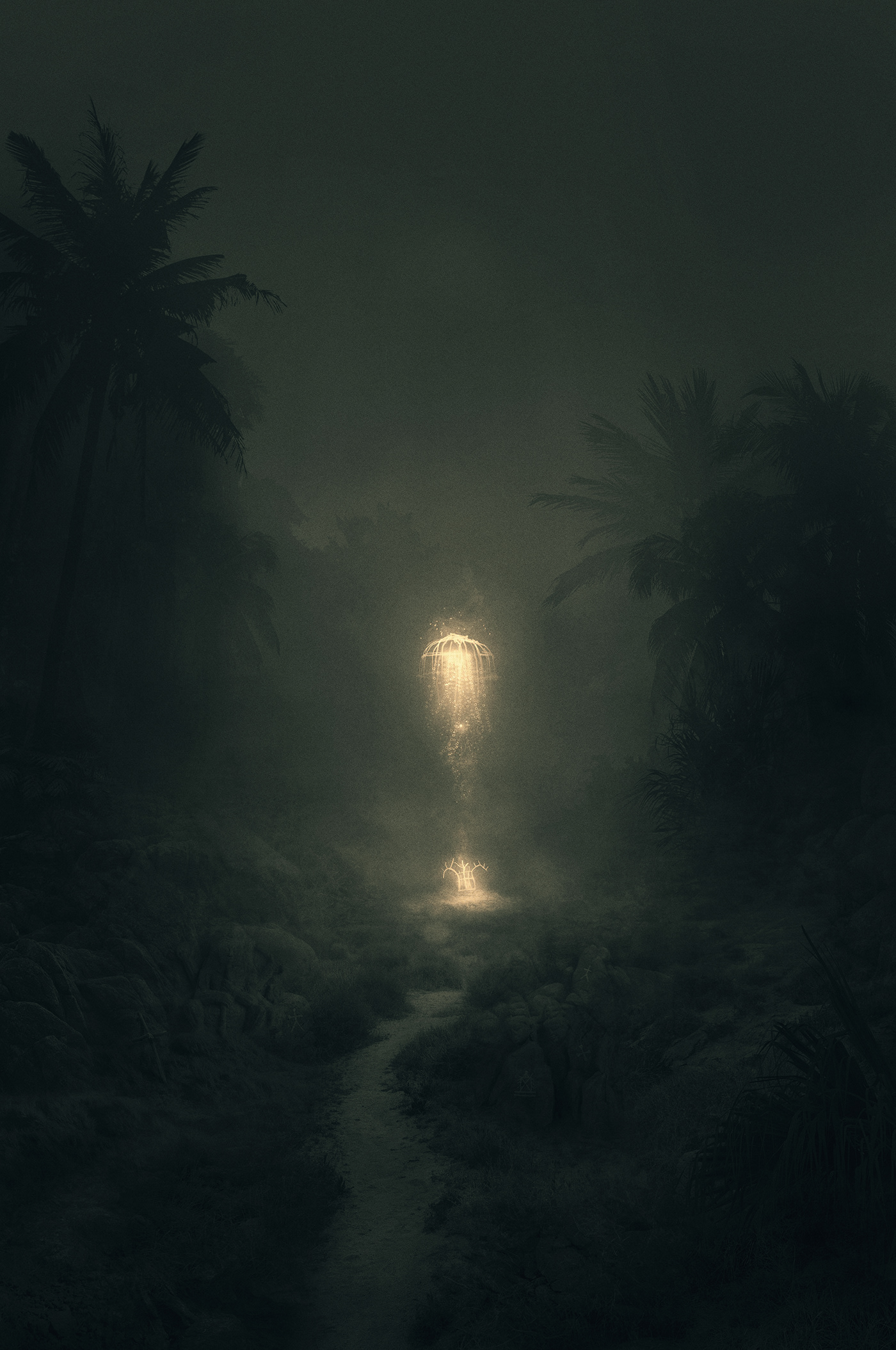 dark ILLUSTRATION  light deep Nature jungle spirit symbol surreal mysterious