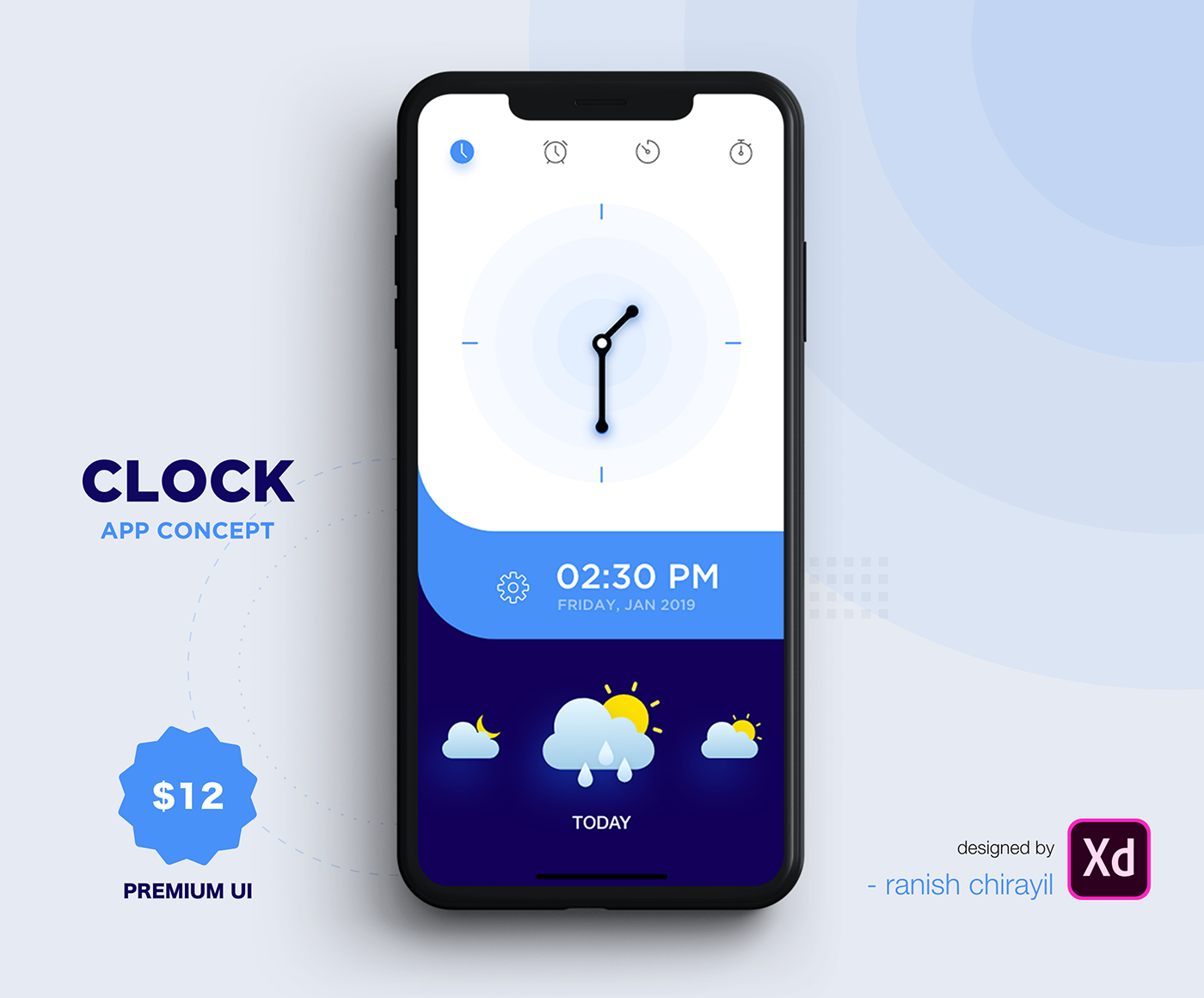 clock app iphone ios UI challenge concept apple ux iphonex