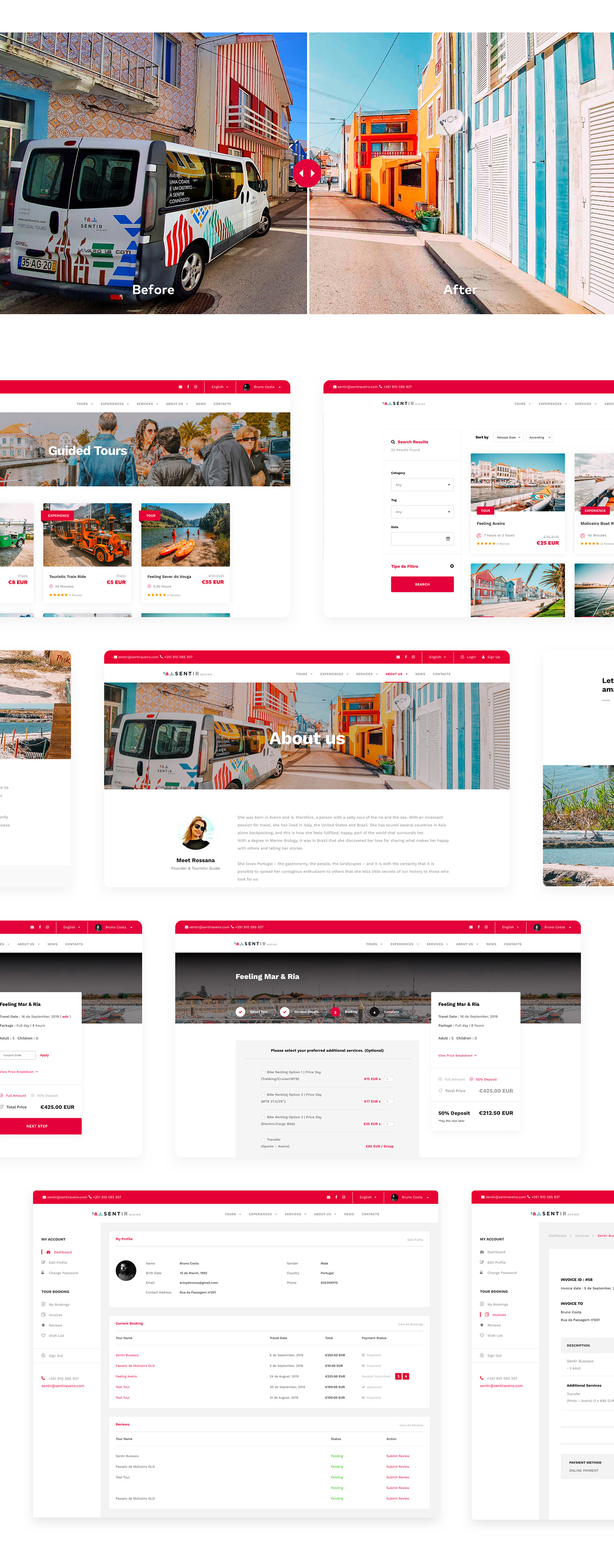 UI&UX   Web Design  tourism agency tours Aveiro graphic design  Booking platform ui design UX design