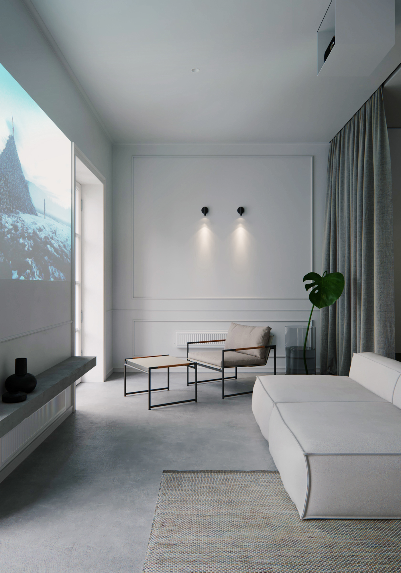 Minimalism modern White Interior design Render minimal