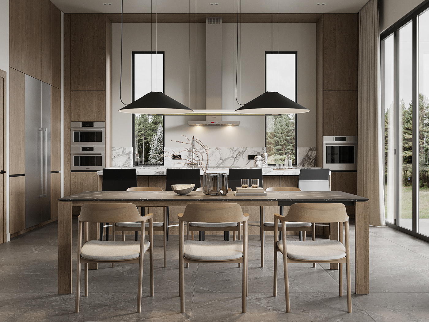 interior design  modern design kitchen living room Interior visualization archviz corona CGI