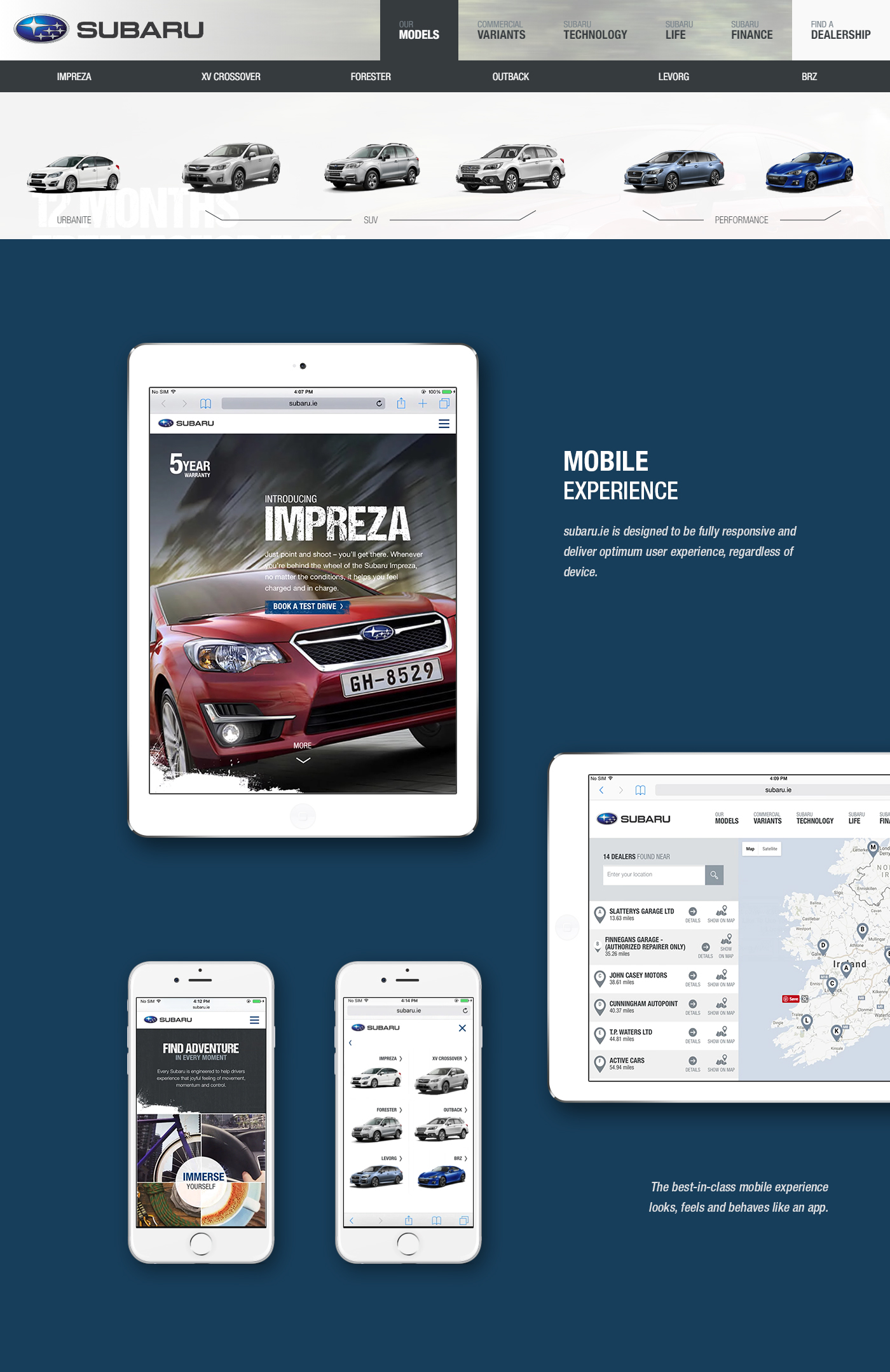 Subaru car Ireland ux UI design Webdesign