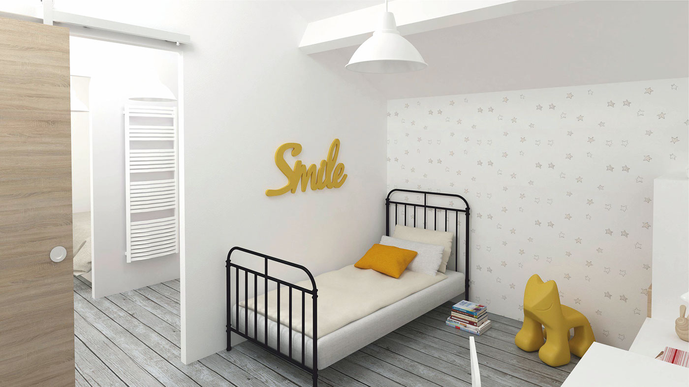 3d modeling 3d render interior design  apartment kitchen bedroom