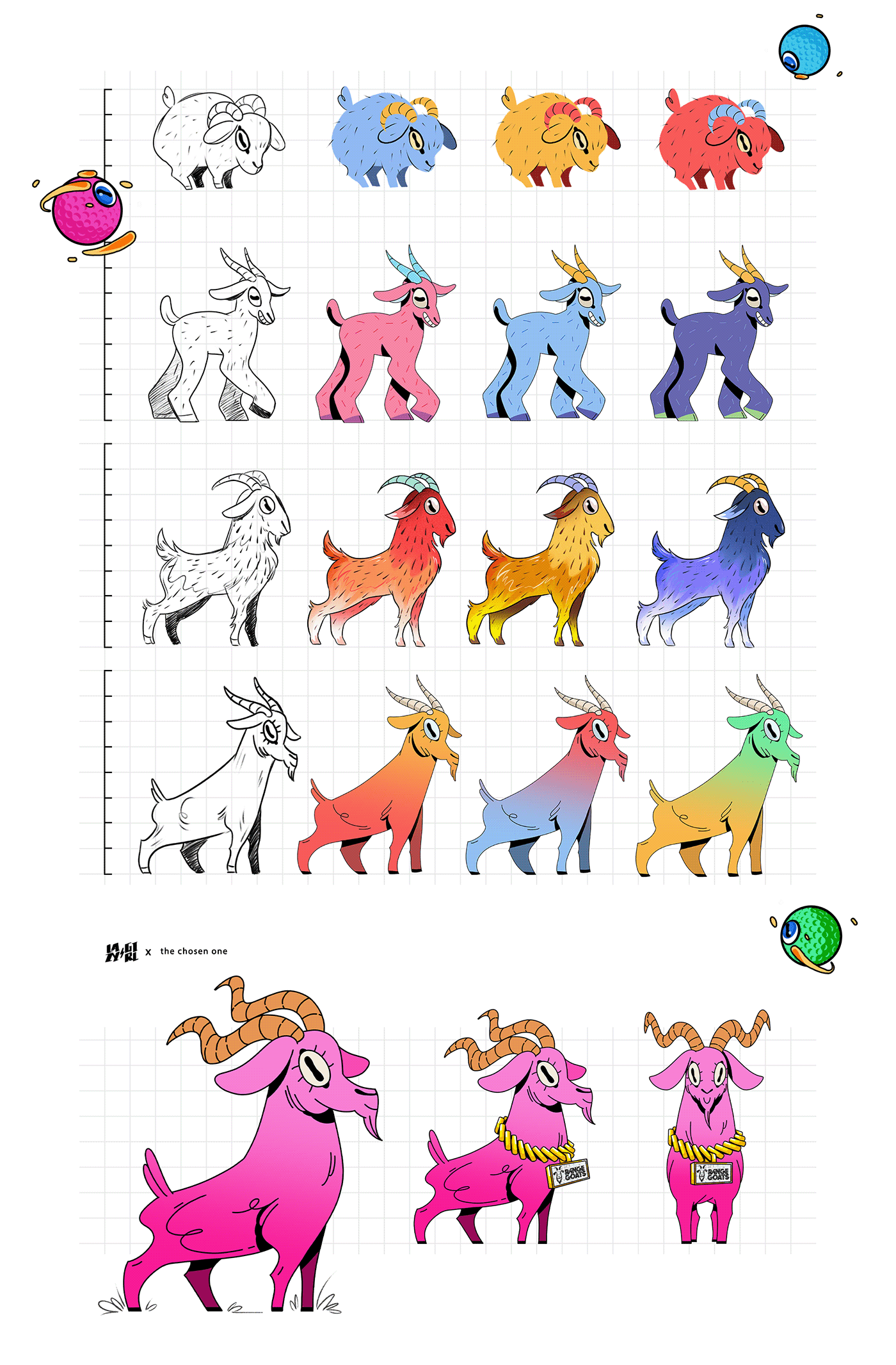 goats range Character design  Character pink crazy ILLUSTRATION  Digital Art  cartoon artwork