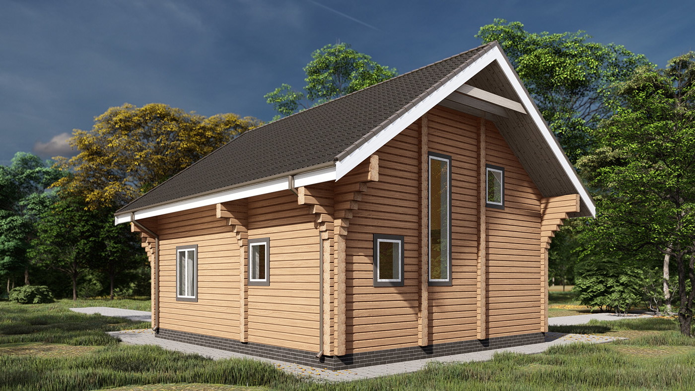 house architecture Render visualization interior design  exterior 3D design wooden Cottage
