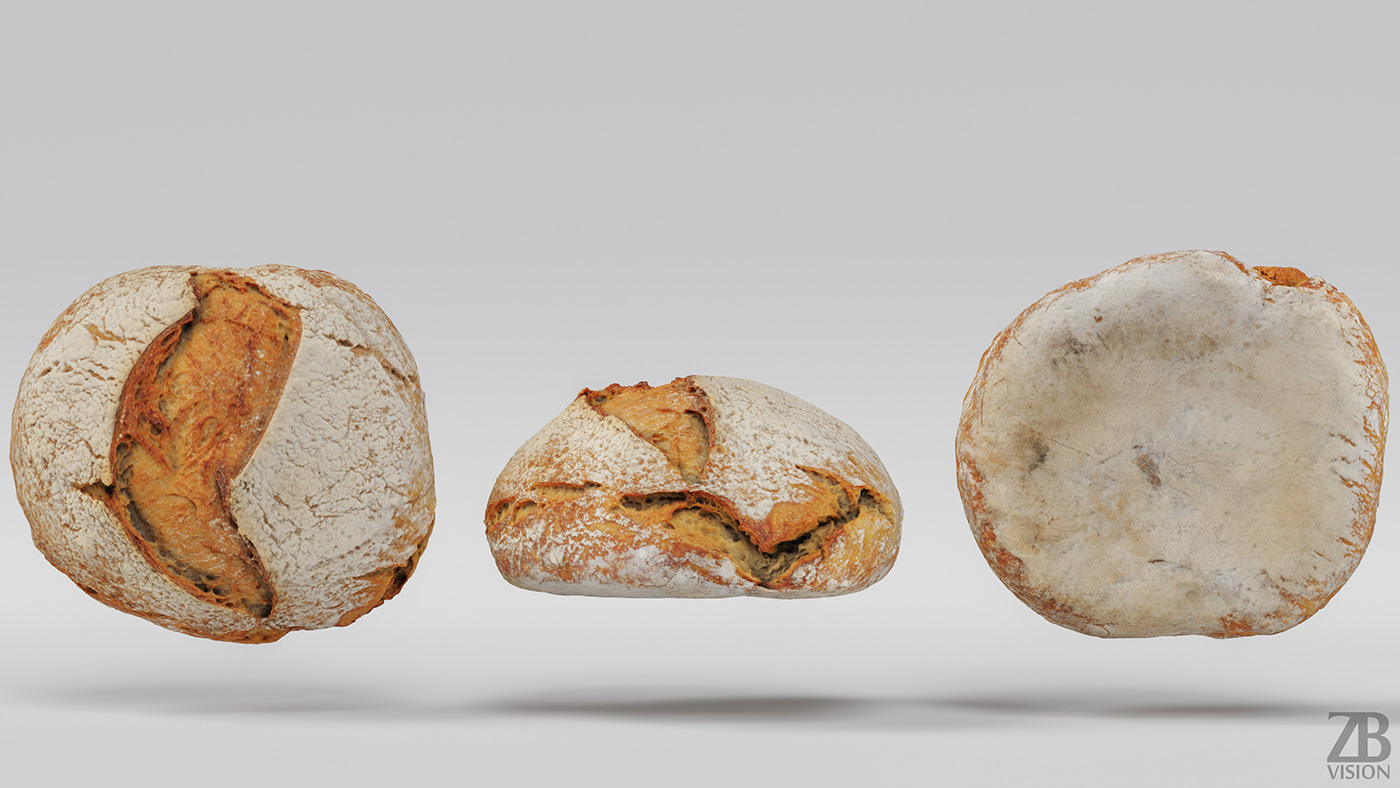 3D bread CGI levain Photogrammetry scan
