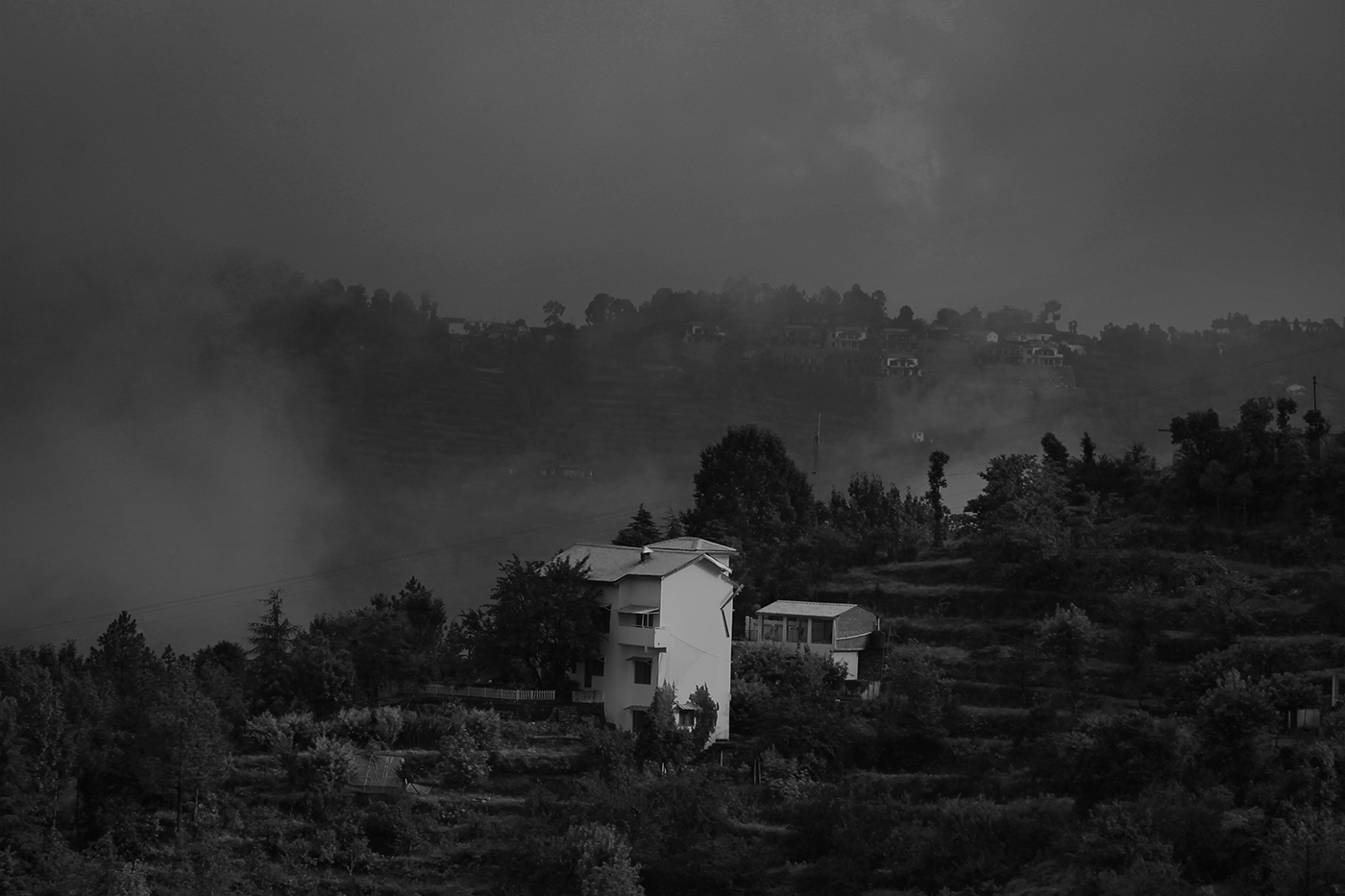 himalayas mountains fog India monsoon summer Himalayan Mountains Landscape grayscale black and white
