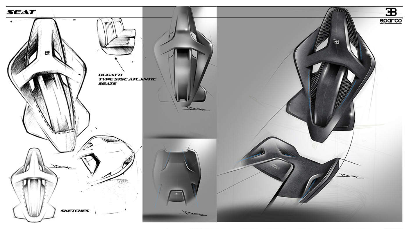 sketch automotivedesign doodle bugatti design art industrialdesign race seat interiordesign