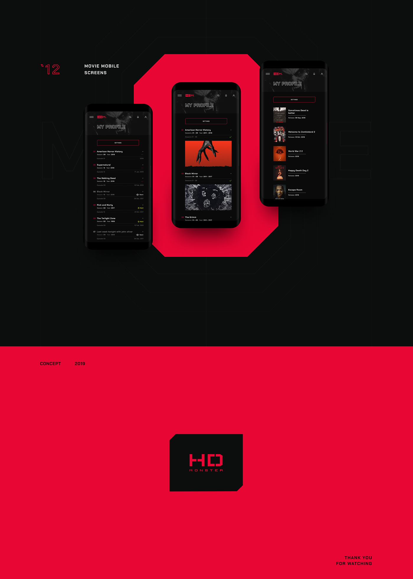 horror online cinema Web Design  concept movie Interface minimal ux UI interaction