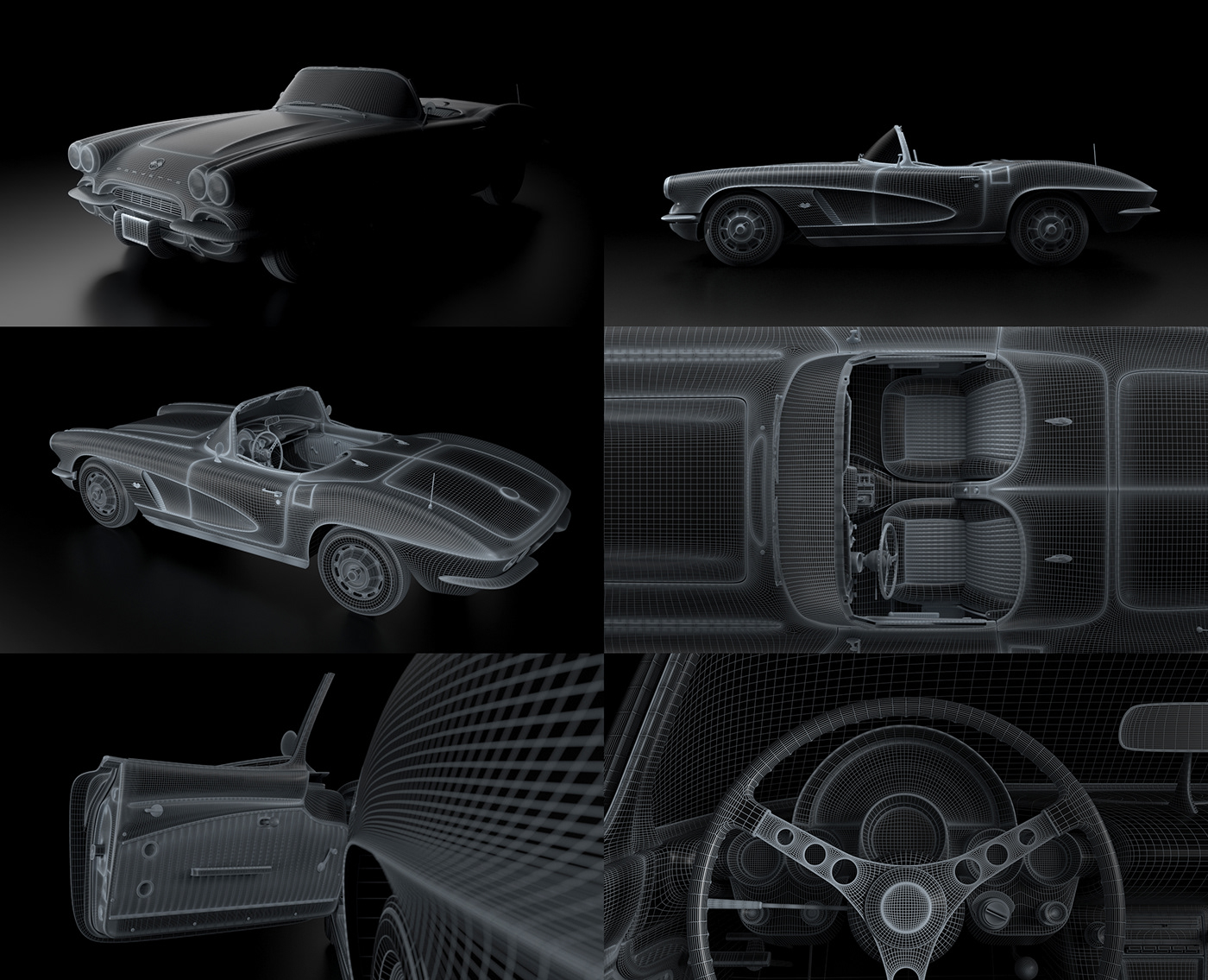automotive   black C1 CGI chevrolet Corvette oldcar Vehicle vintage