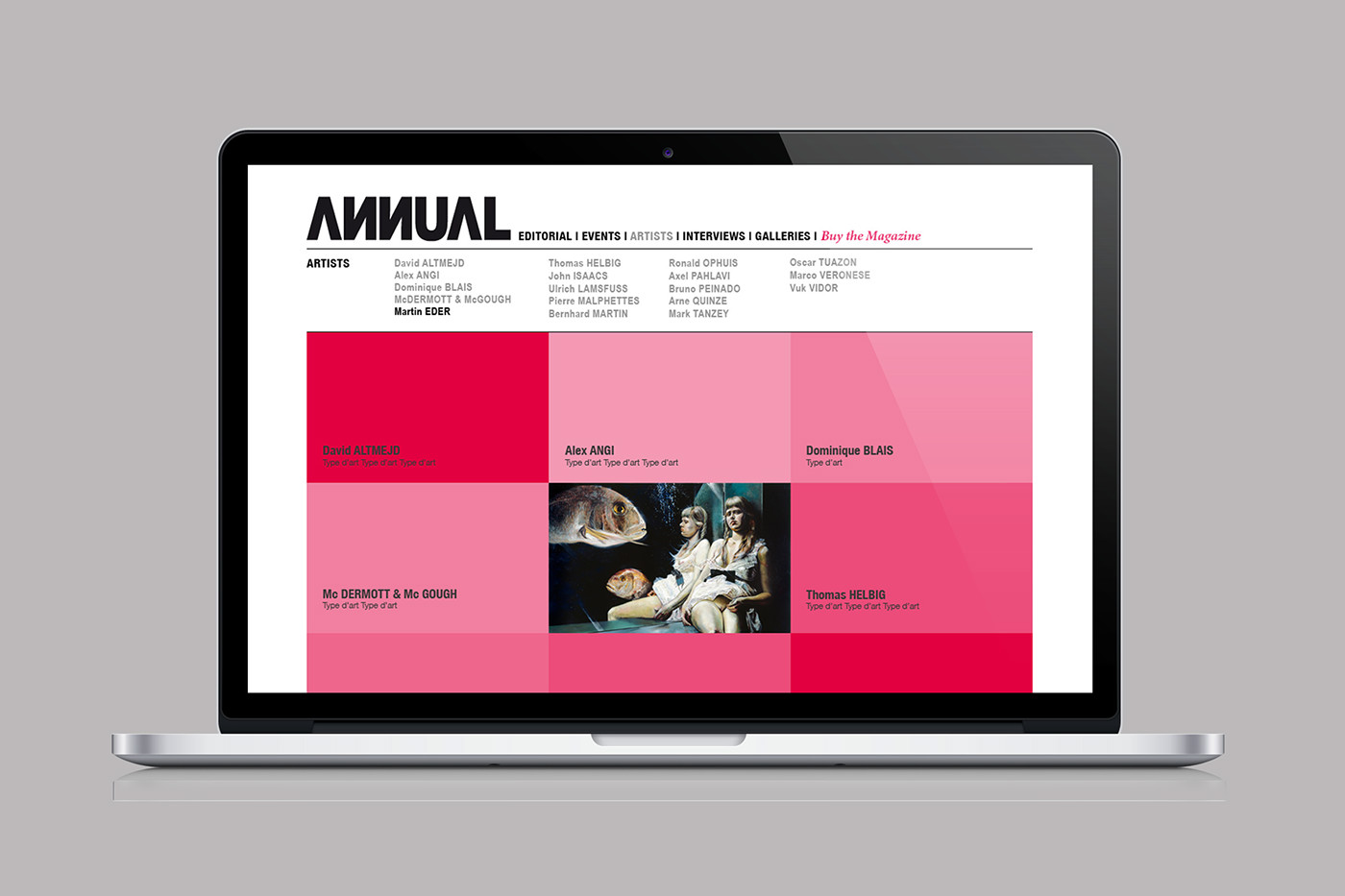 Adobe Portfolio Website ANNUAL Art Contemporain contemporary art edition book newsletter site internet UI ux