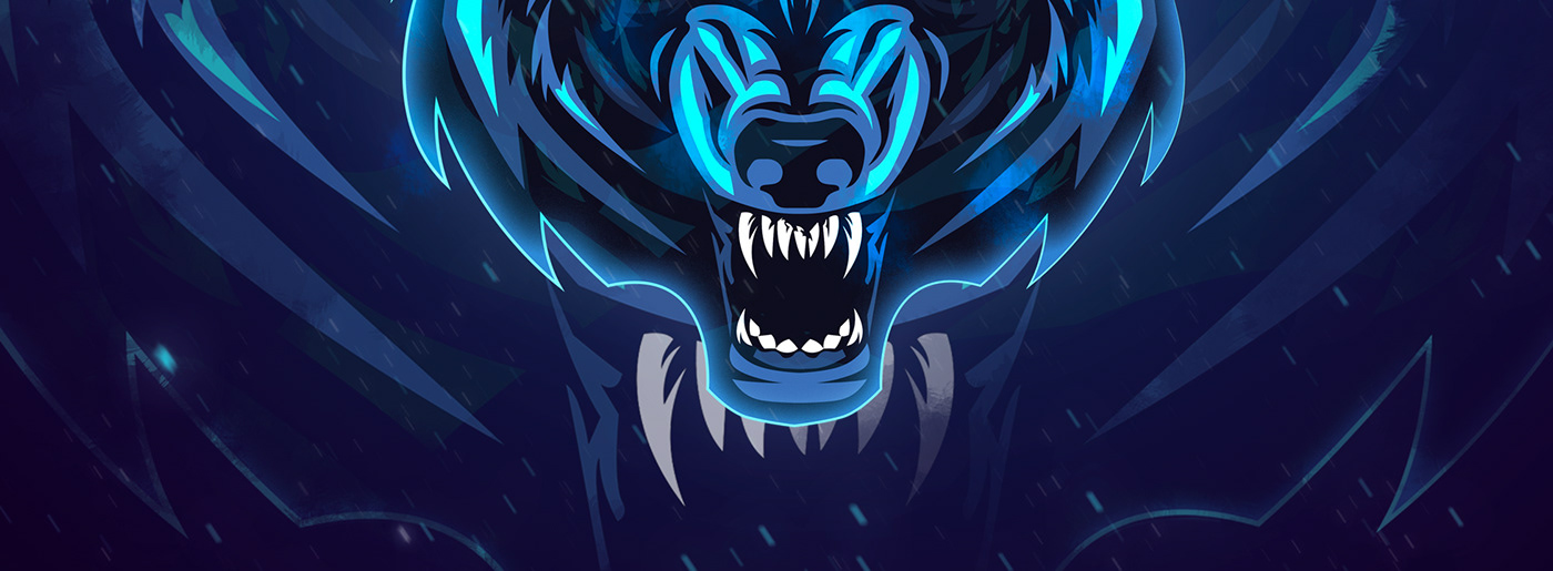 wolf 2d art brand logo creative best cool desing colors vector Blue animal