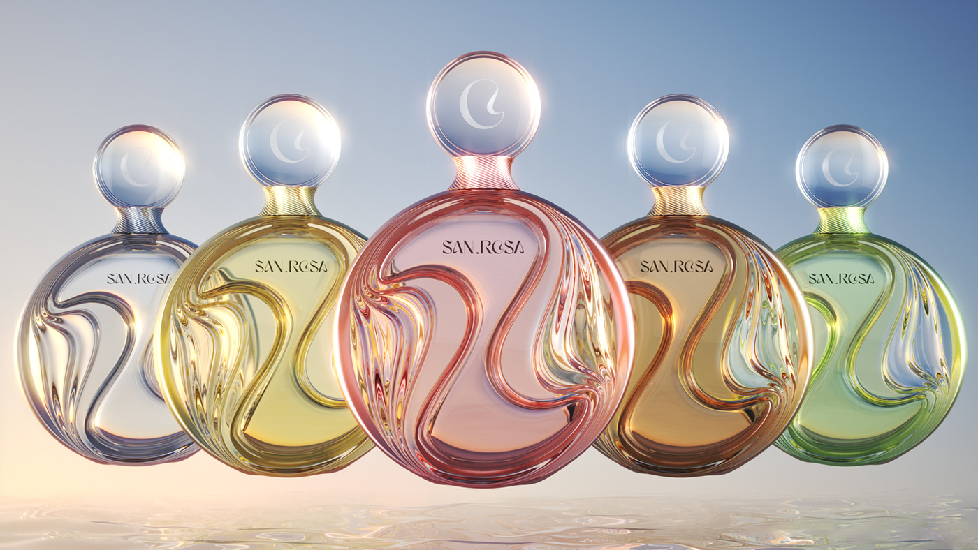 3D bottle design glass perfume Render Fashion 