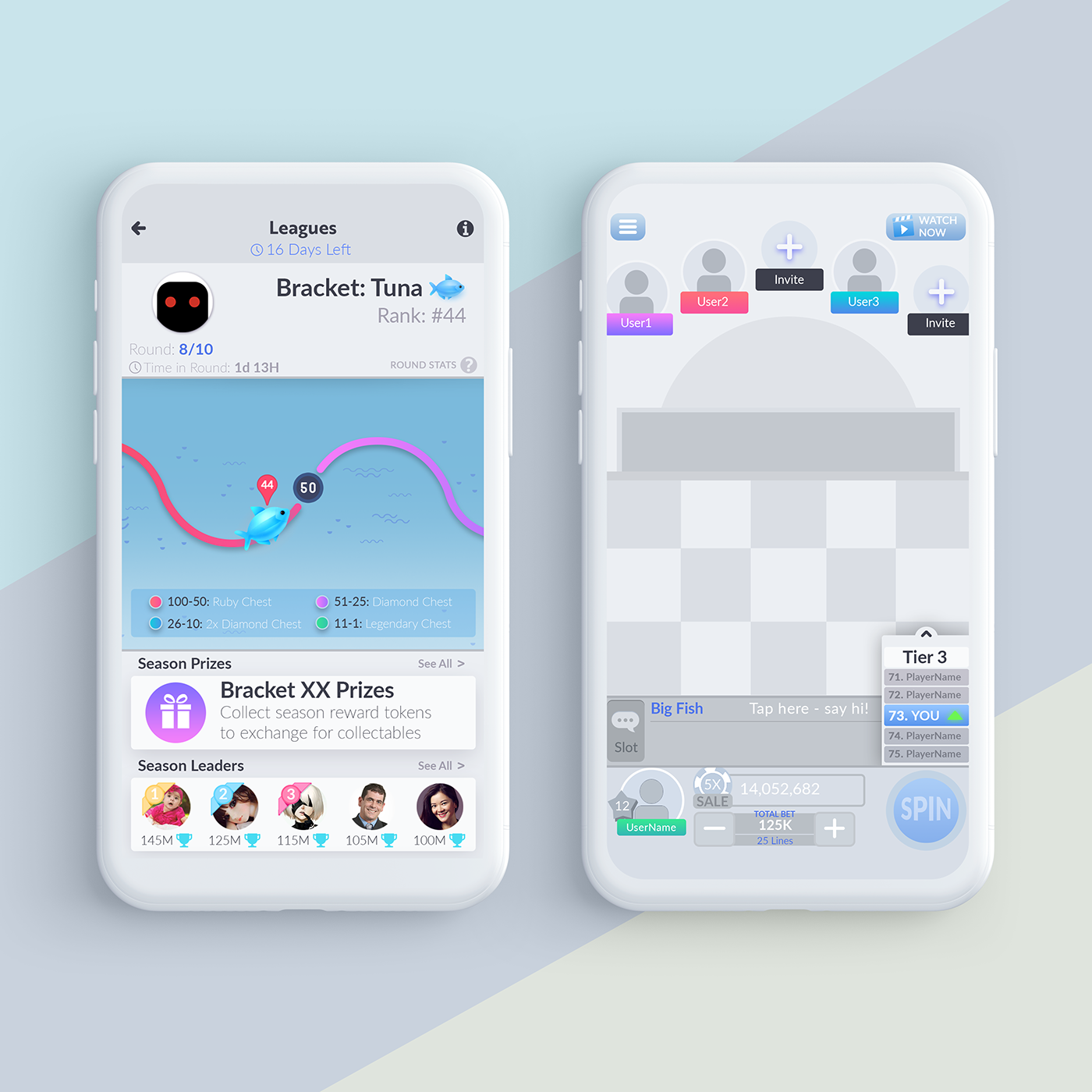mobile game UI ux user interface design user experience fish Theme map