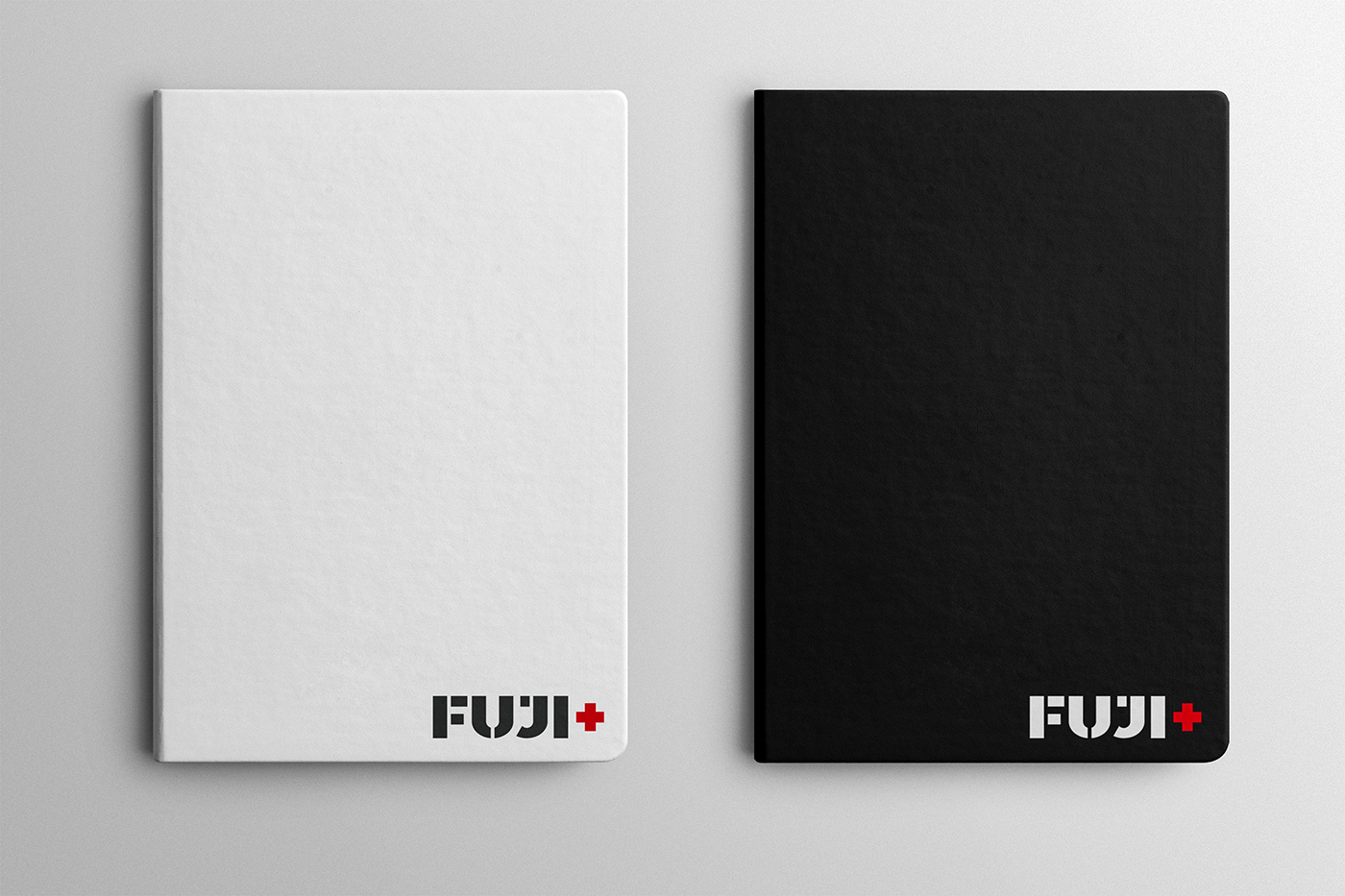 A photo showing a sample of the new Fuji+ logotype's application