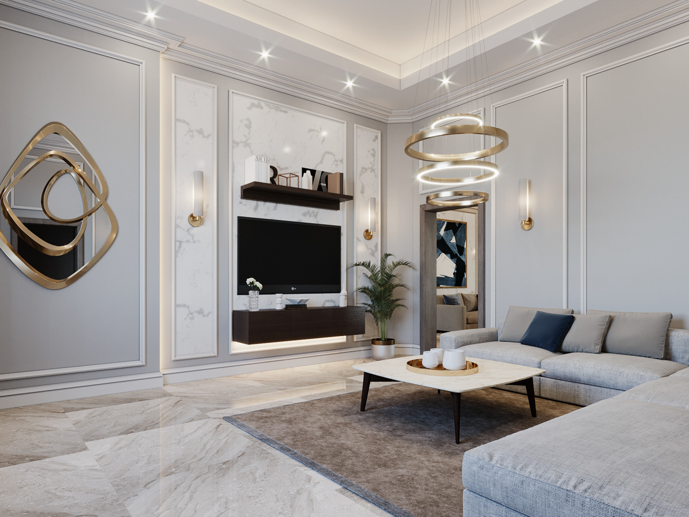 elegant luxury Marble neo classic UAE Villa wood