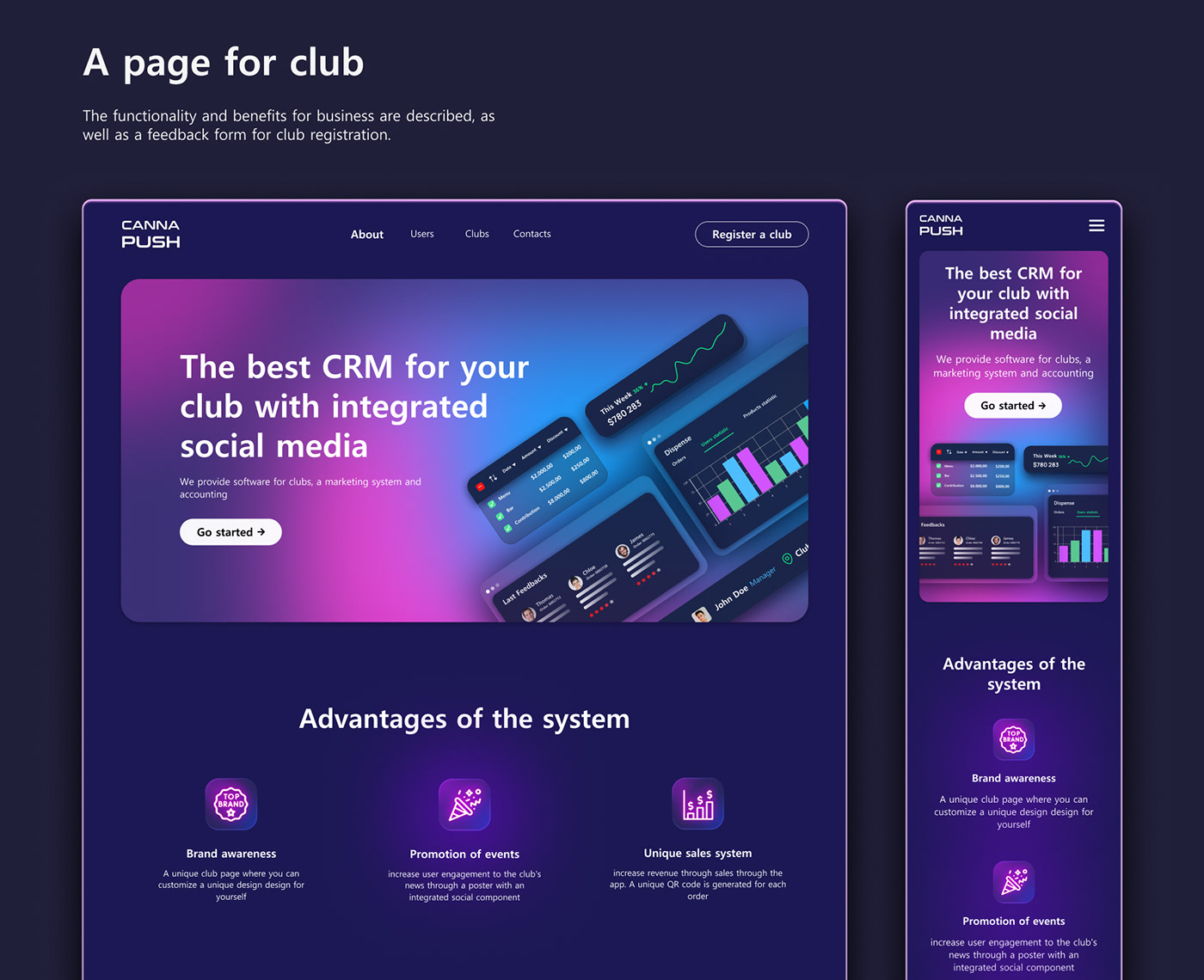 promo Website Web Design  UI/UX Figma Mobile app landing page night club smoke canabis