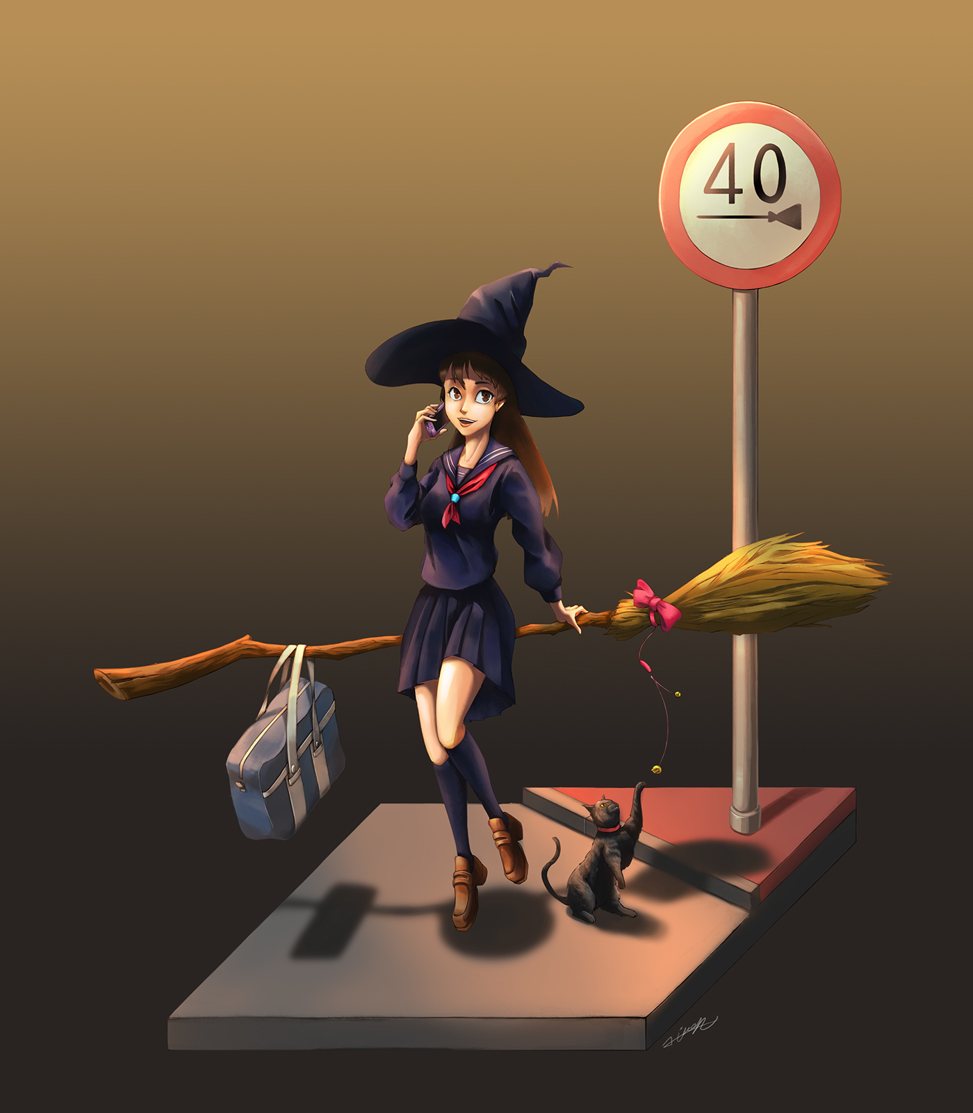 witch High School student girl Magic   Character school uniform cartoon Schoolgirl
