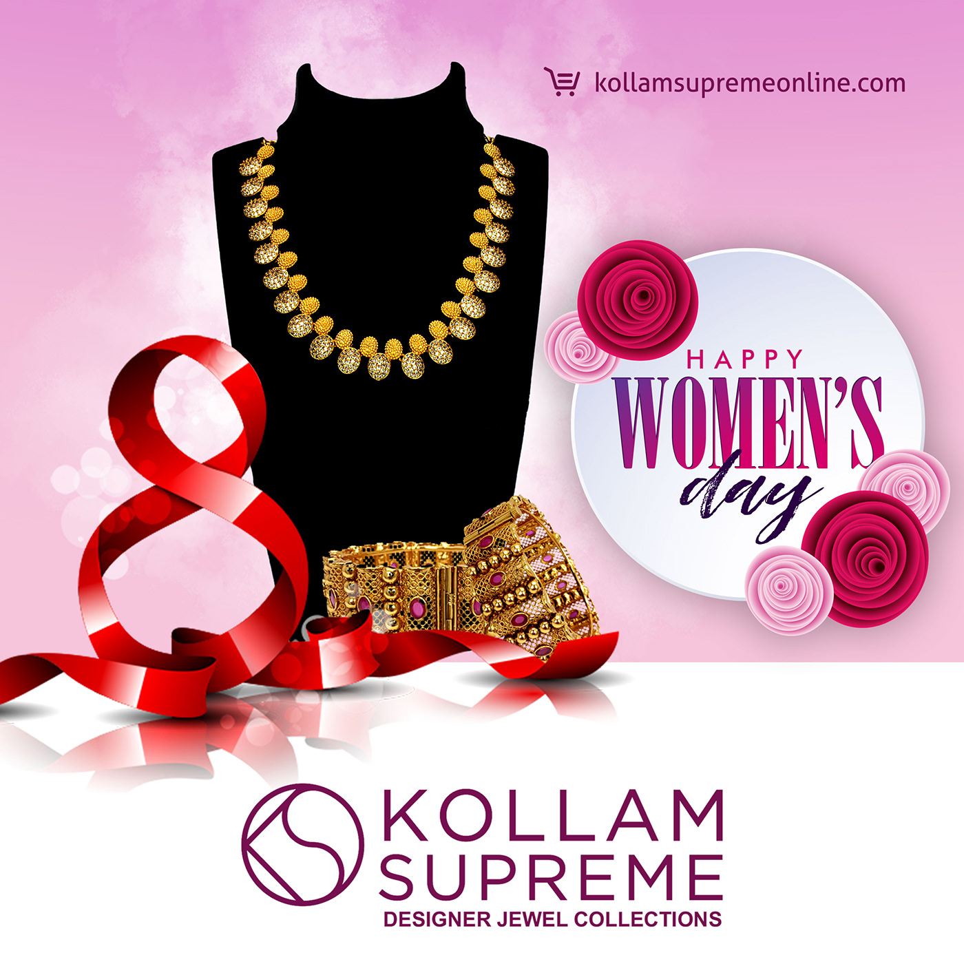 women's day 8th march International Women’s Day Social media post 8march Fashion  ornament Necklace Bangles one gram jewellery online