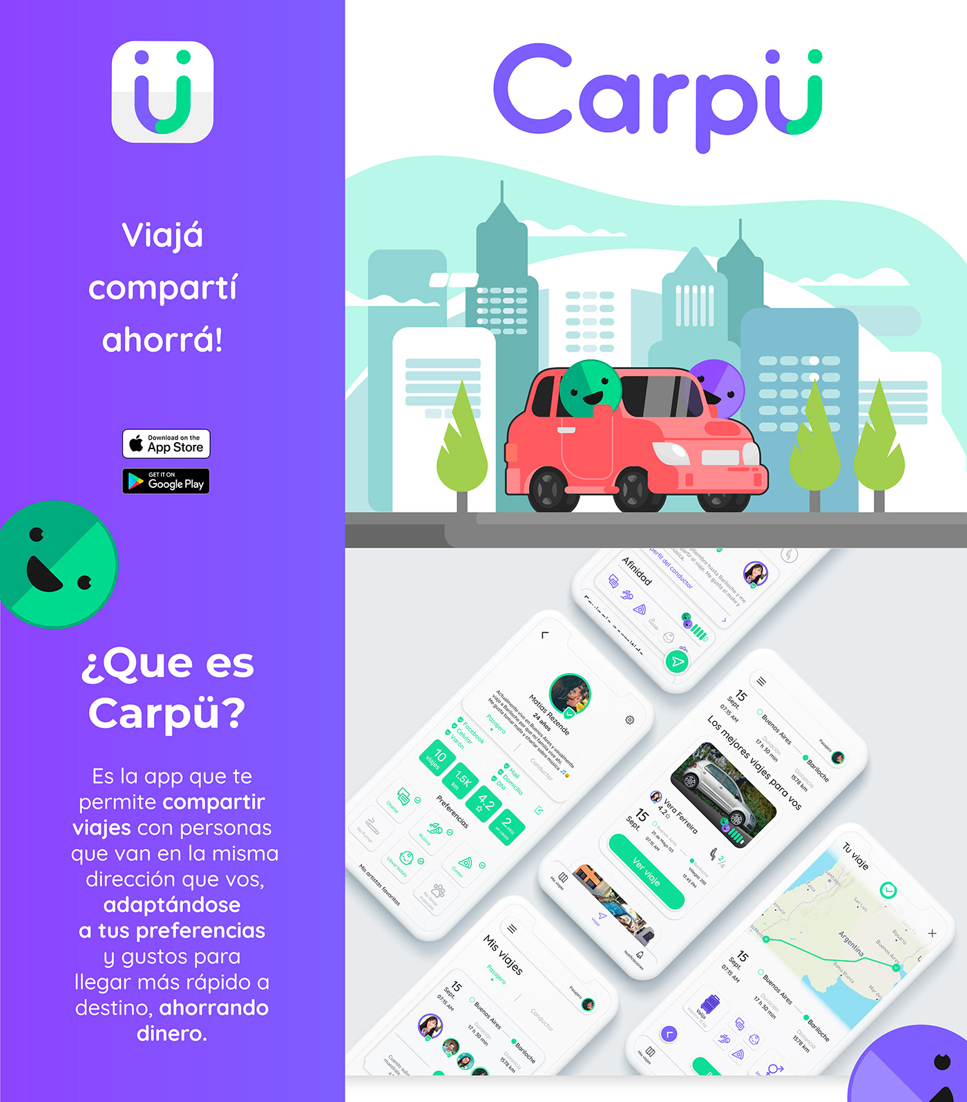 ux UI design dcu heurística carpool app uxui wireframe Travel