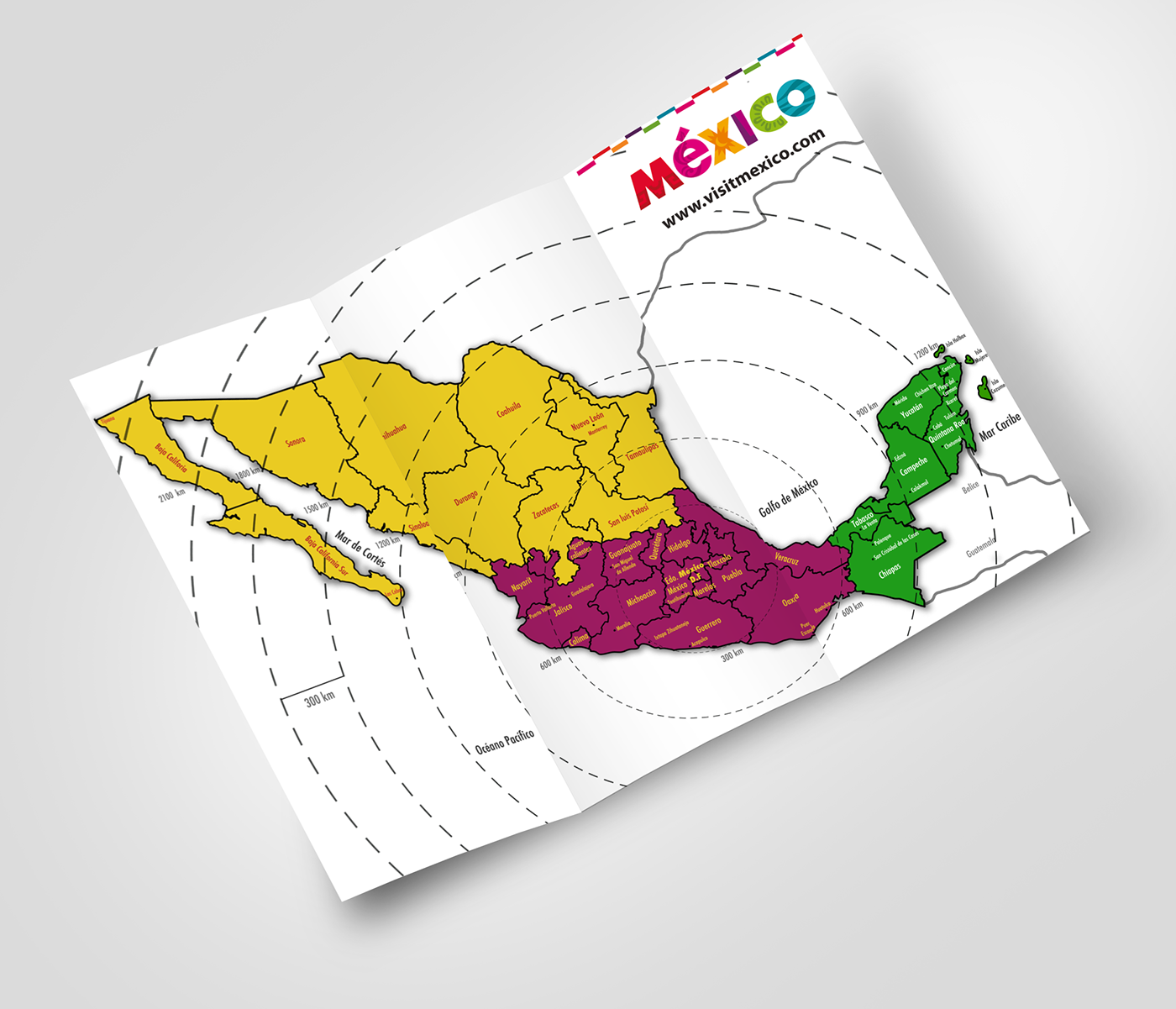 mexico pamphlet graphic trip Sun Latin tourist tourism marketing   brochure color trifold brand Holiday editorial