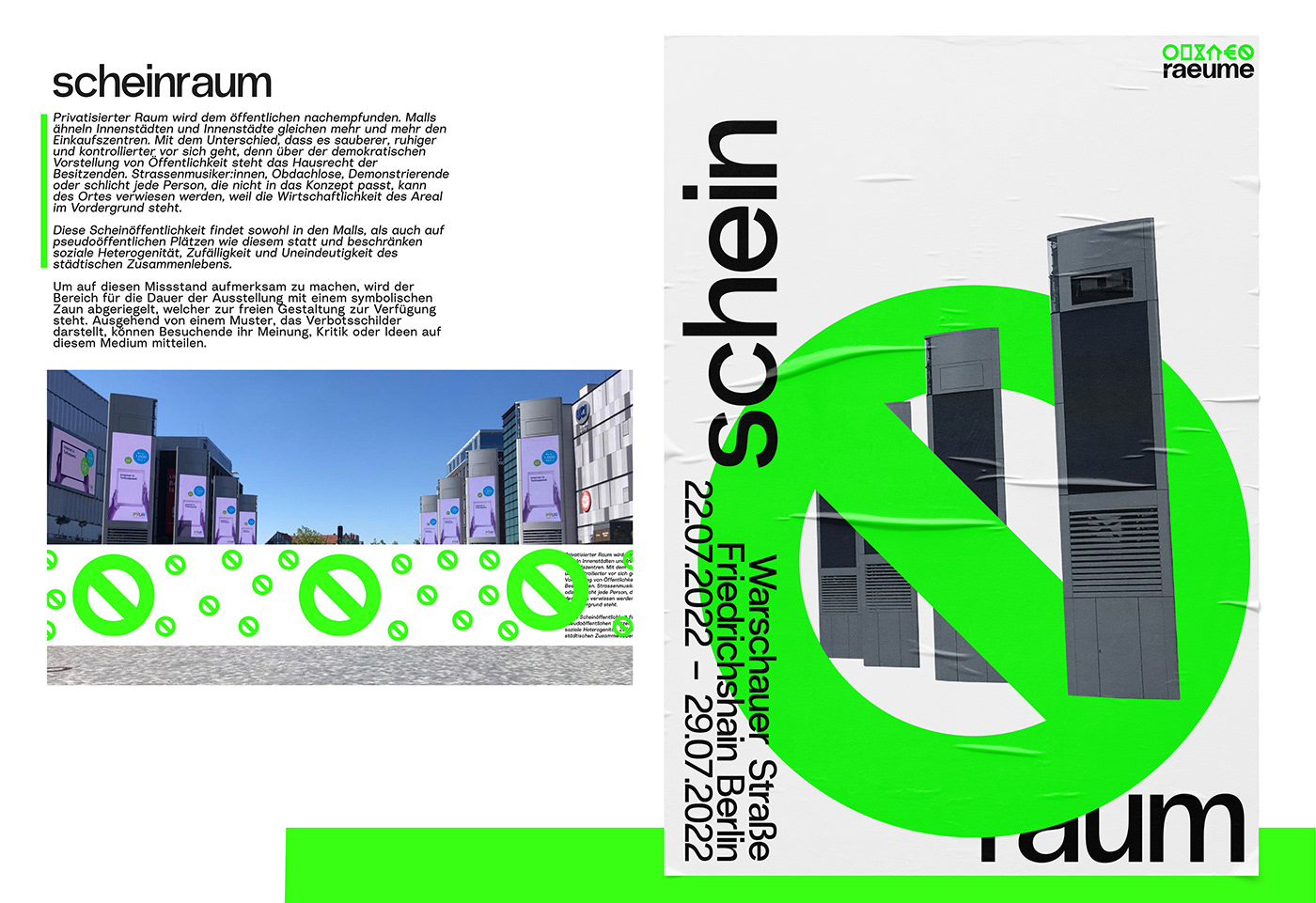 Ausstellungsdesign bachelor berlin city Corporate Design Exhibition  Öffentlicher Raum public space Street warschauer strasse