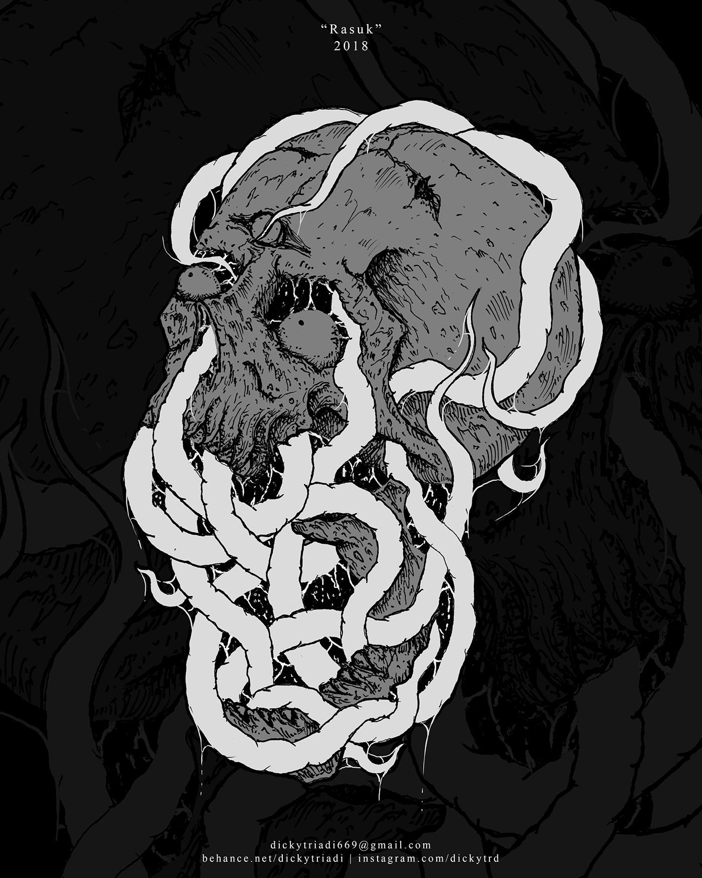 apparel black dark art death art metalhead music Possessed skull tattoo tentacle
