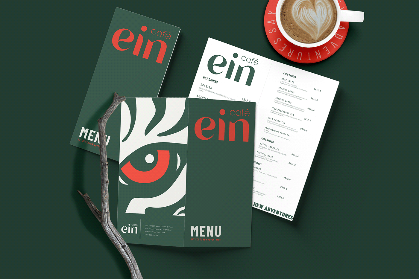 Coffee Food  menu restaurant art direction  branding  cafe Ein logo tiger