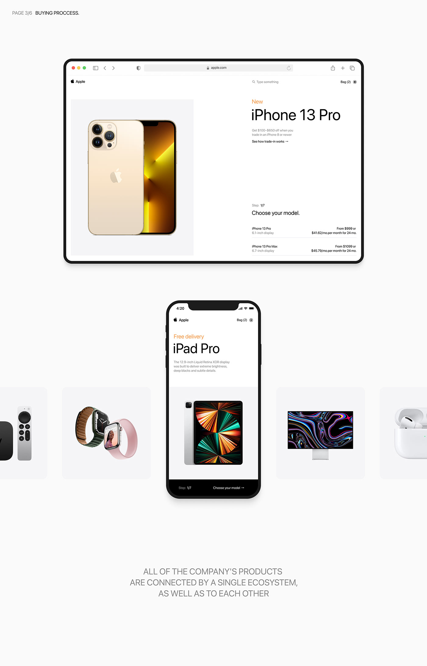 Ecommerce Figma store UI/UX Website apple grid minimal Web Design  concept