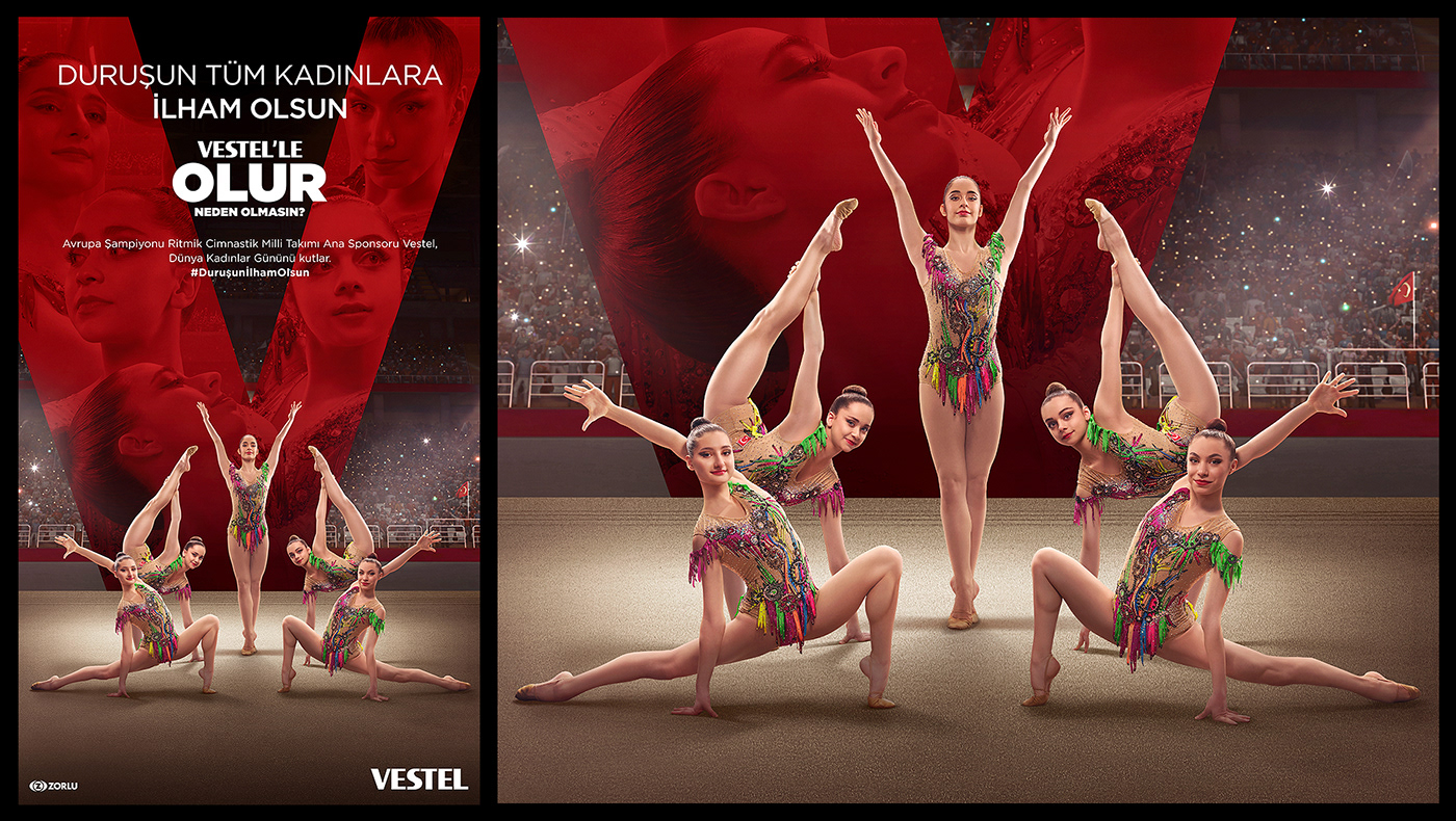 3D concept International Women's Day kadınlar günü key visual retouch ritmik cimnastik vestel