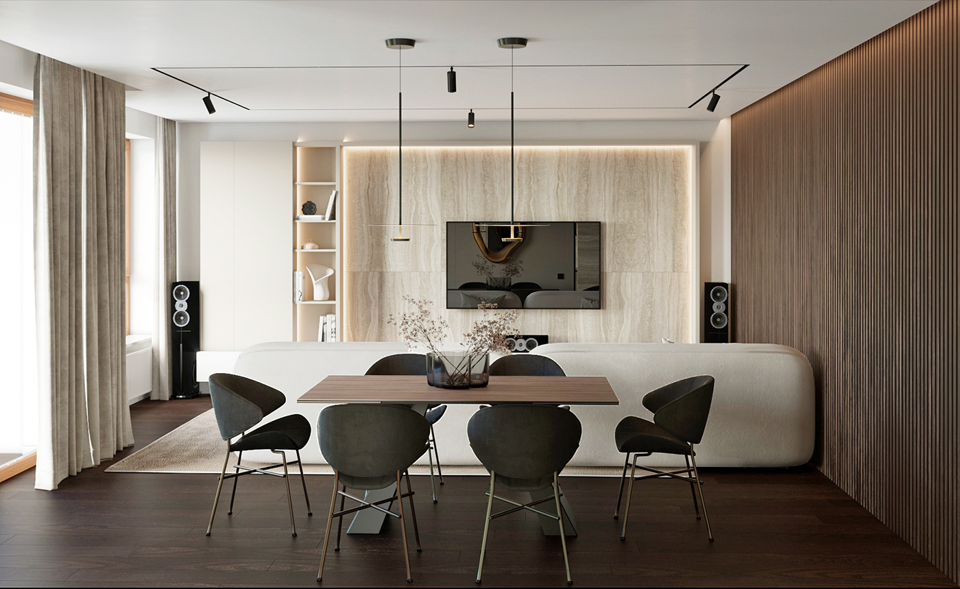 Interior design poland zaza neoclassic beige studio appartment spatious ZA-ZA