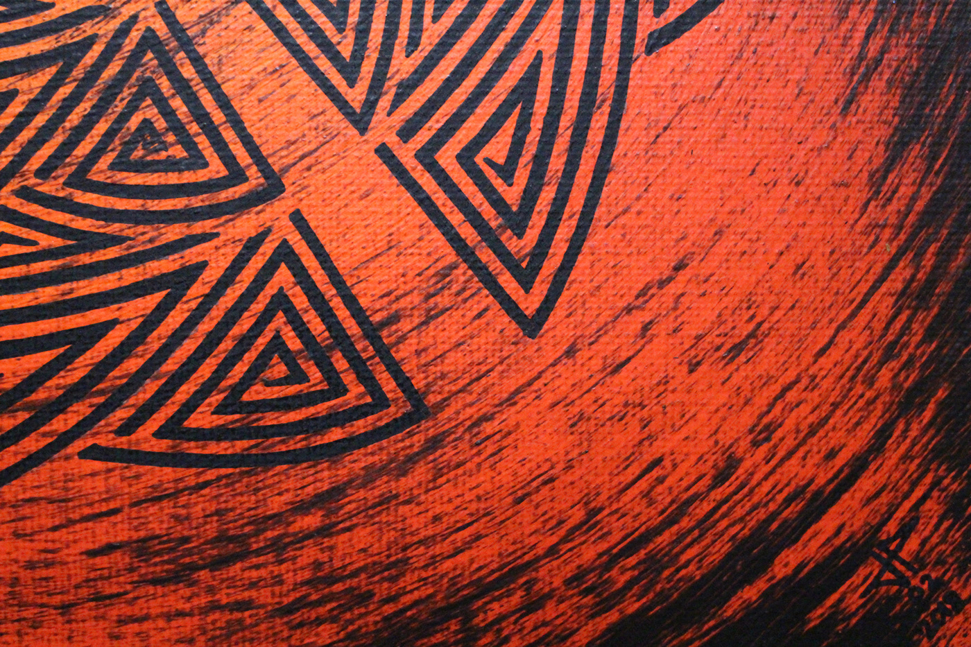 Drawing  artwork painting   orange tribal pattern design canvas acrylic abstract