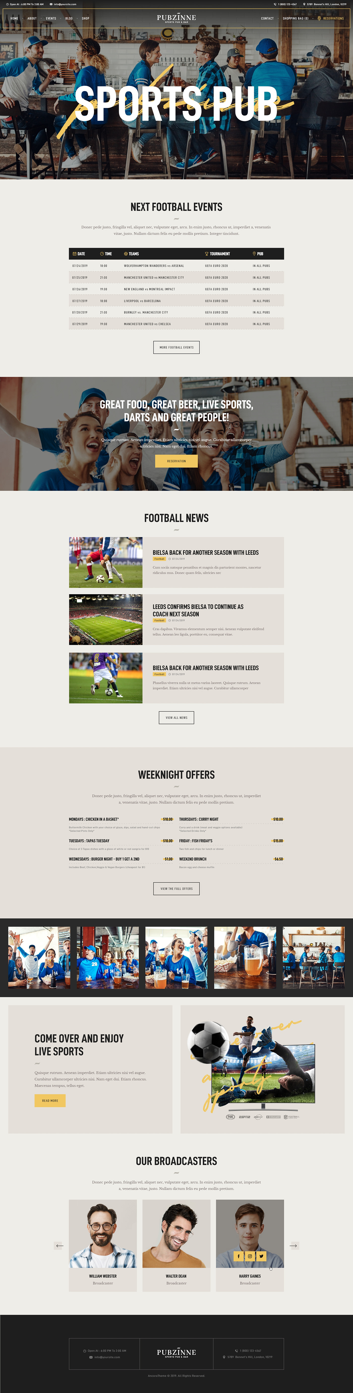 bar wordpress theme Sports Bar WordPress Theme