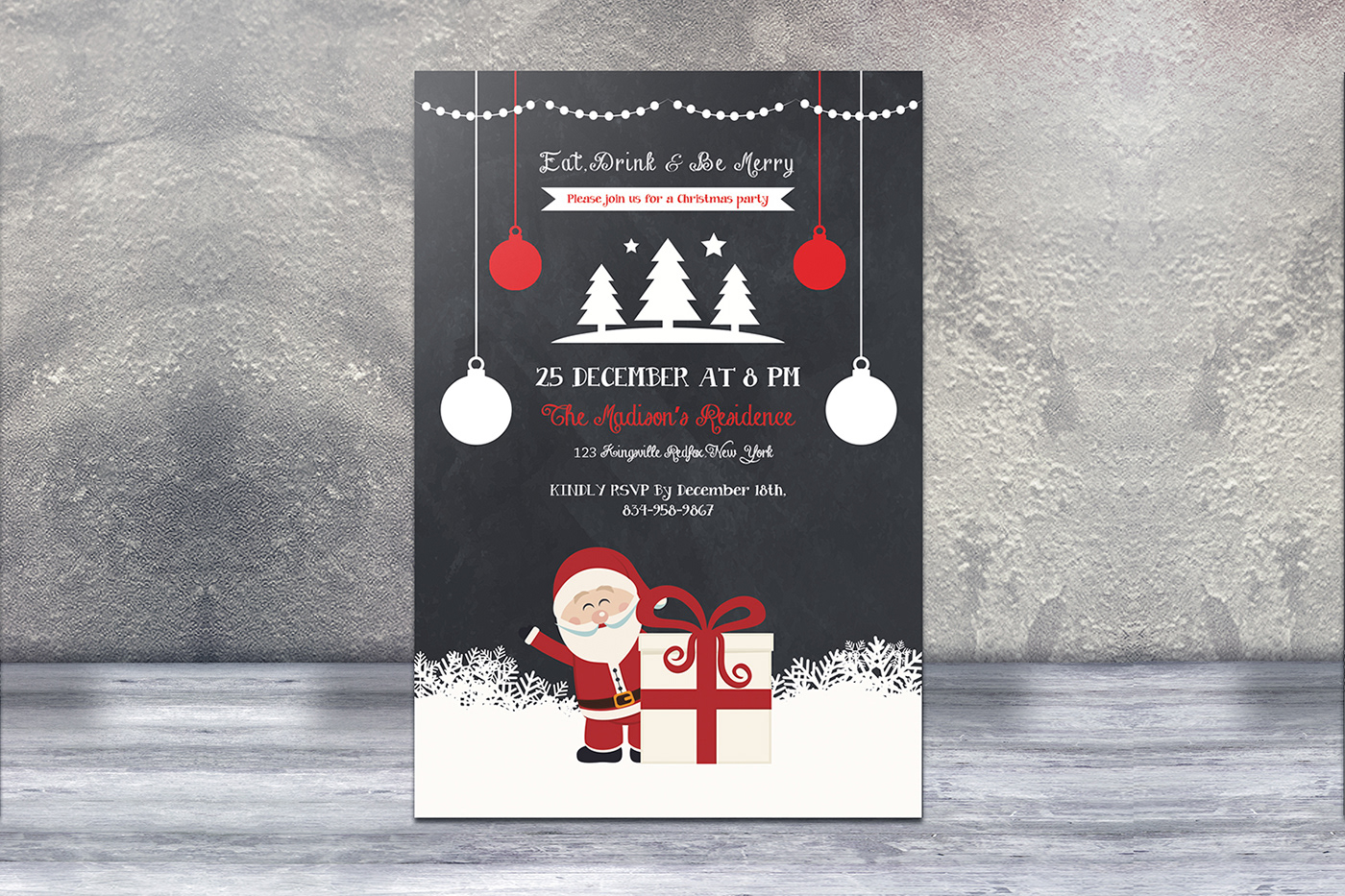Christmas party flyer Invitation card club ms word photoshop