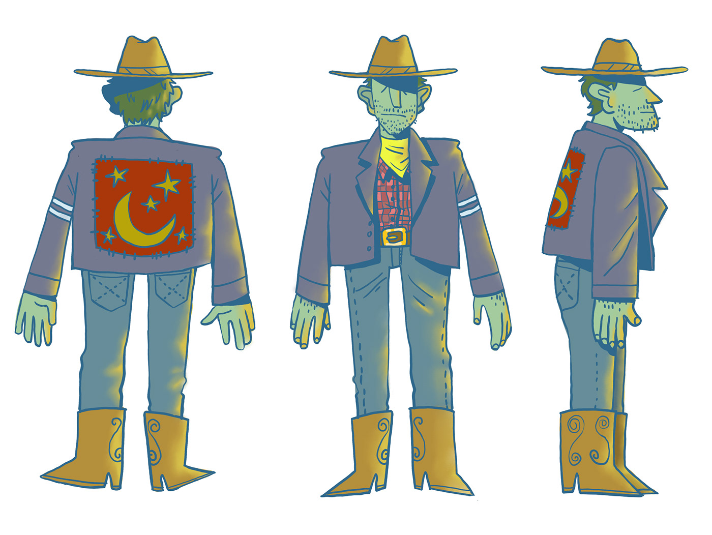 Character design  cowboy Character Sheet character turn around photoshop colorful Character