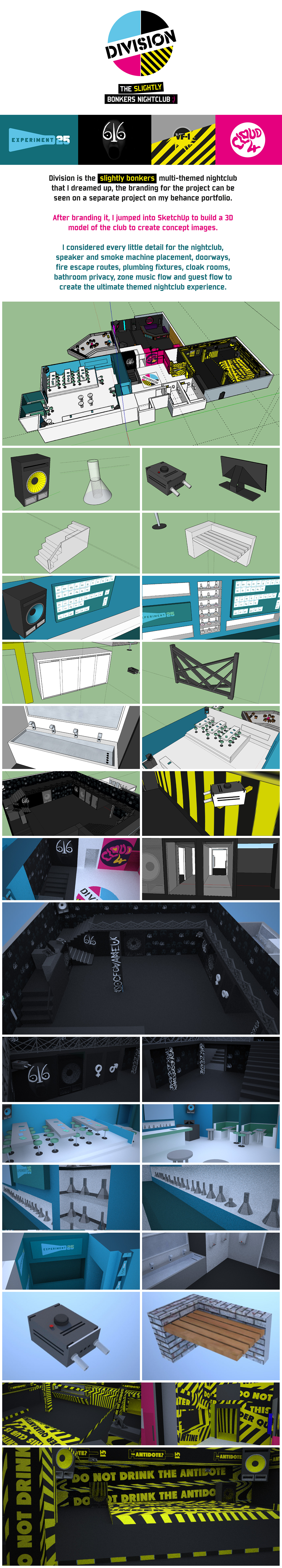 3D model SketchUP division nightclub concept concept art