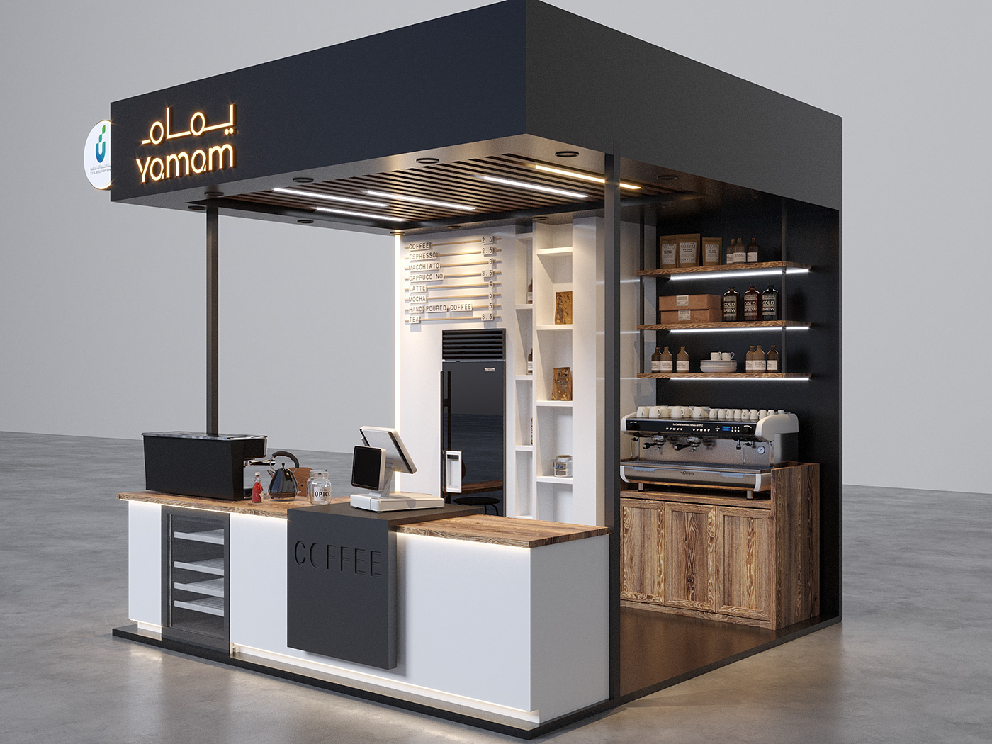 3D booth cafe Coffee design Exhibition Design  exhibtion Interior Render Stand
