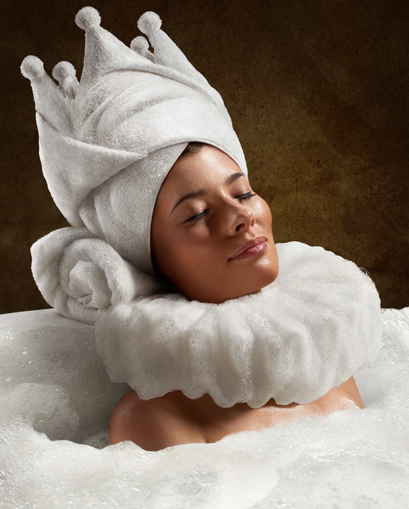 Spa beauty relax queen manipulation towel bath Foam
