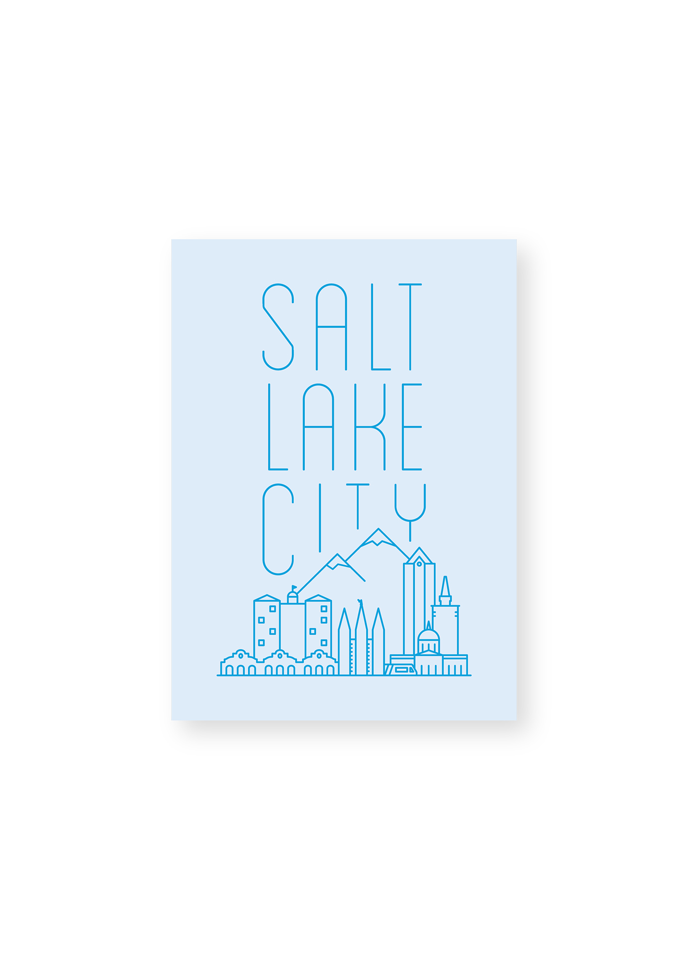 screen printing Salt Lake City linecraft trax city Linescape cityscape skyline lline utah card print hand printed