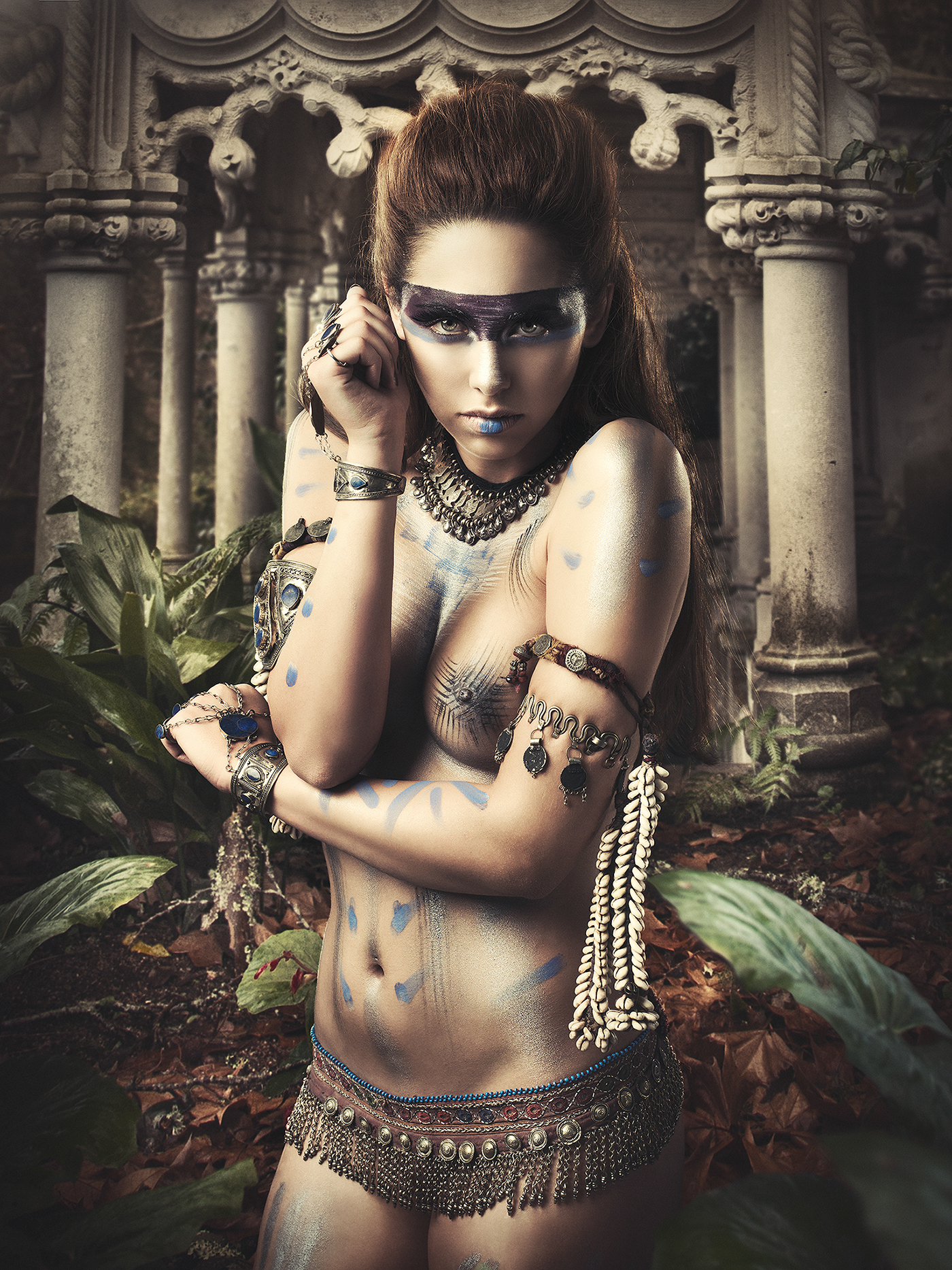 tribal tribe exotic Nature sintra jungle Magic   girl make-up fusion dark