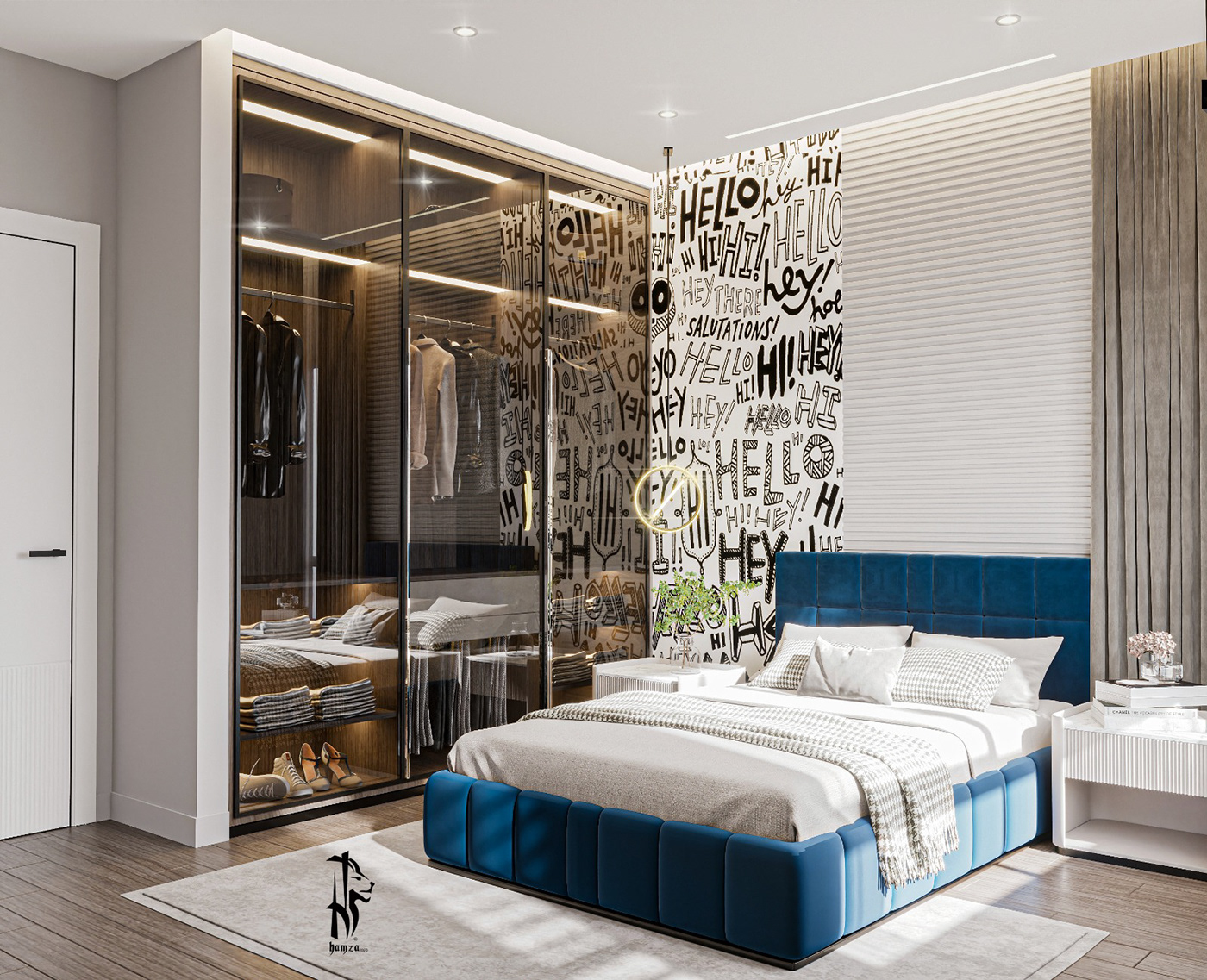 boy bed Interior design modern wallpaper pvc dressing bedroom hdf