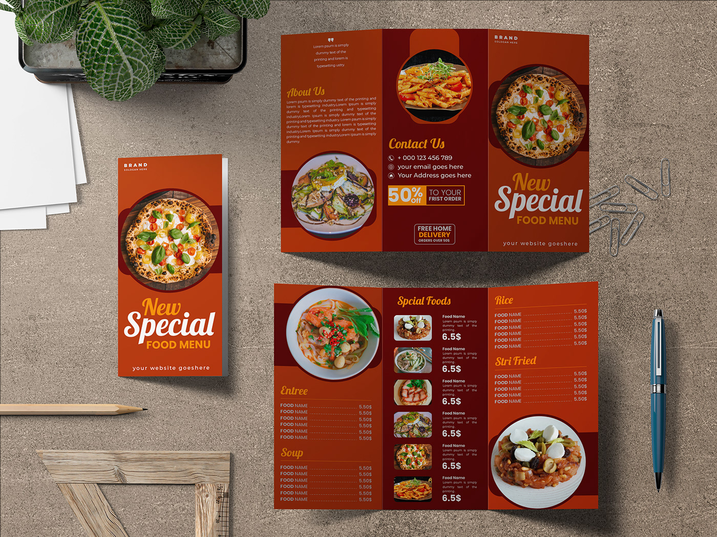 food menu Brochure Template brochuredesign brochures Menu Trifold Brochure