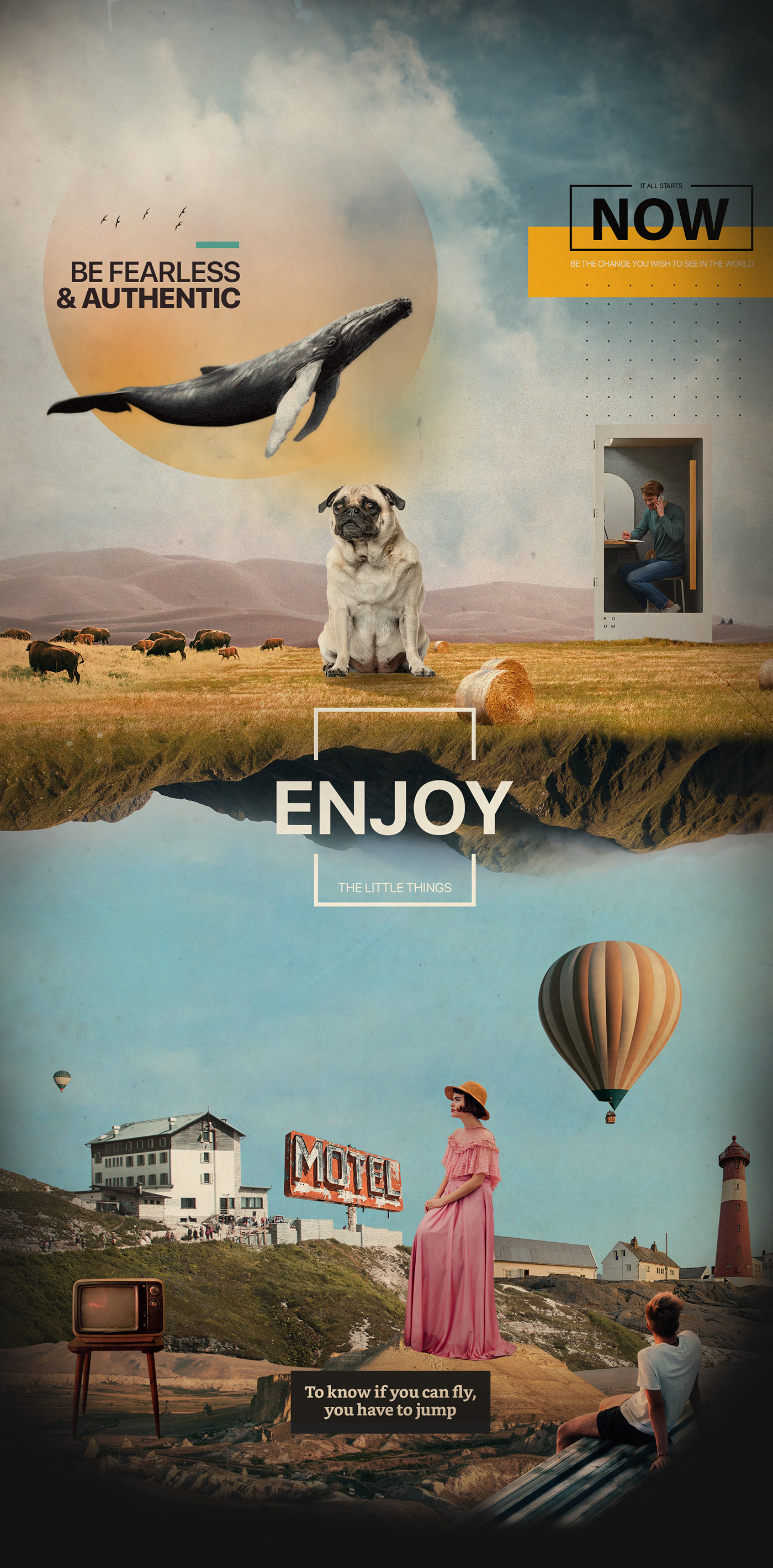 motion graphic graphic design  animation  photomontage collage editorial app poster art direction  vintage