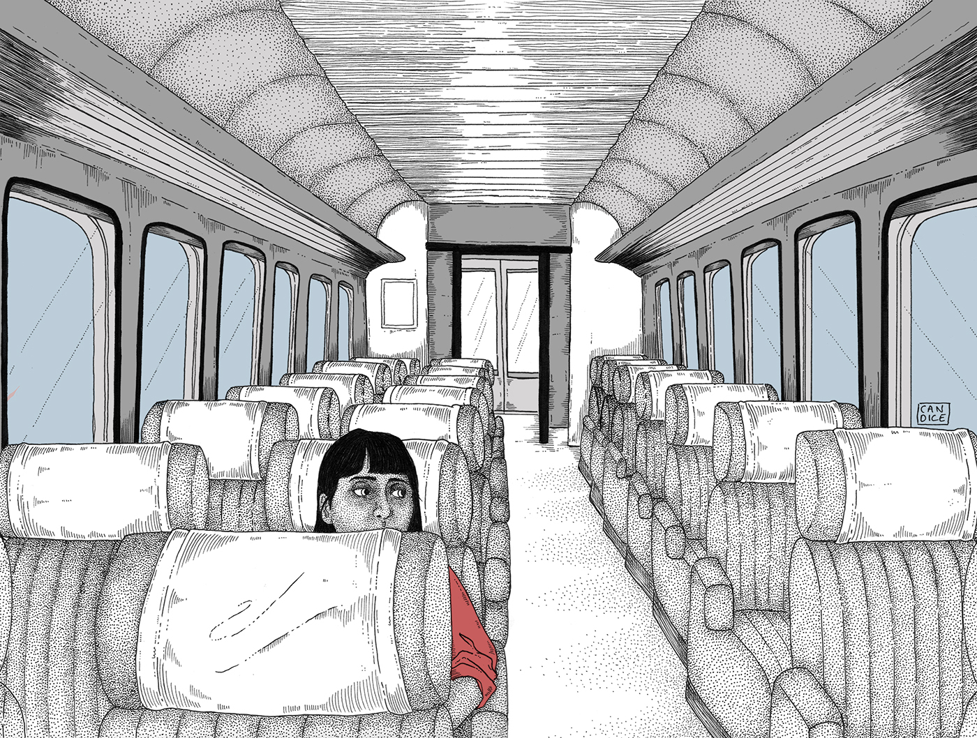 artwork train wagon voyage Travel loneliness alone girl Egocentric