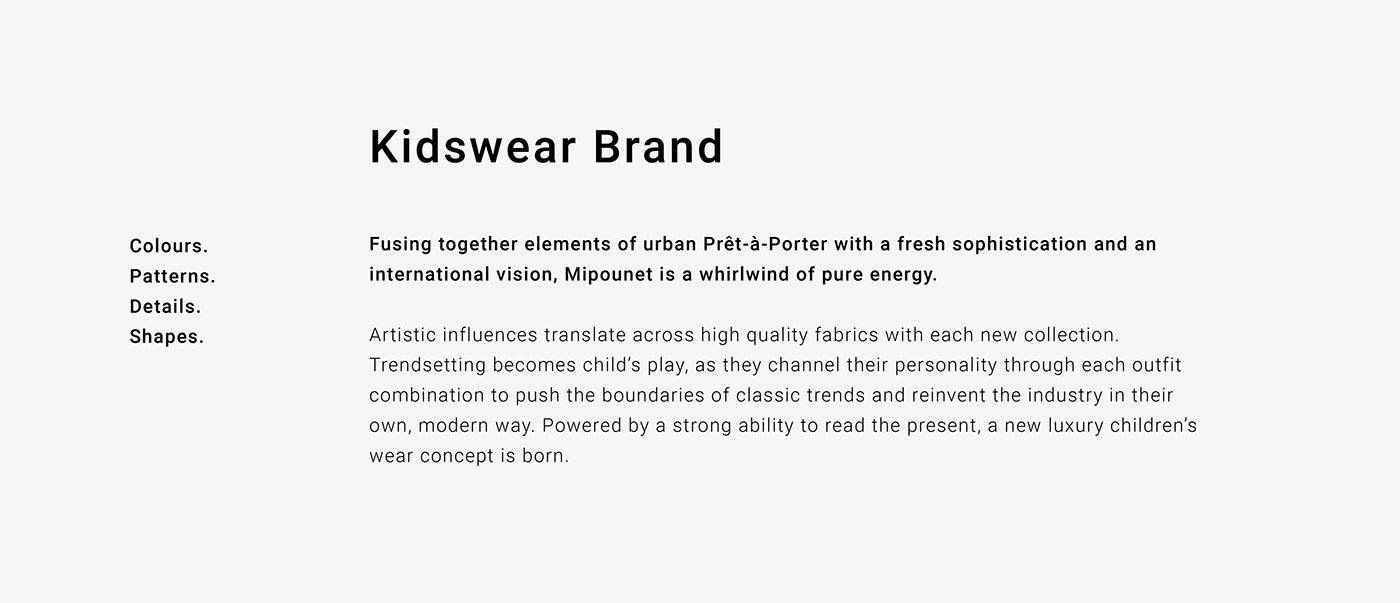 branding  editorial Packaging Fashion  minimal design graphic Photography  kidswear stationary