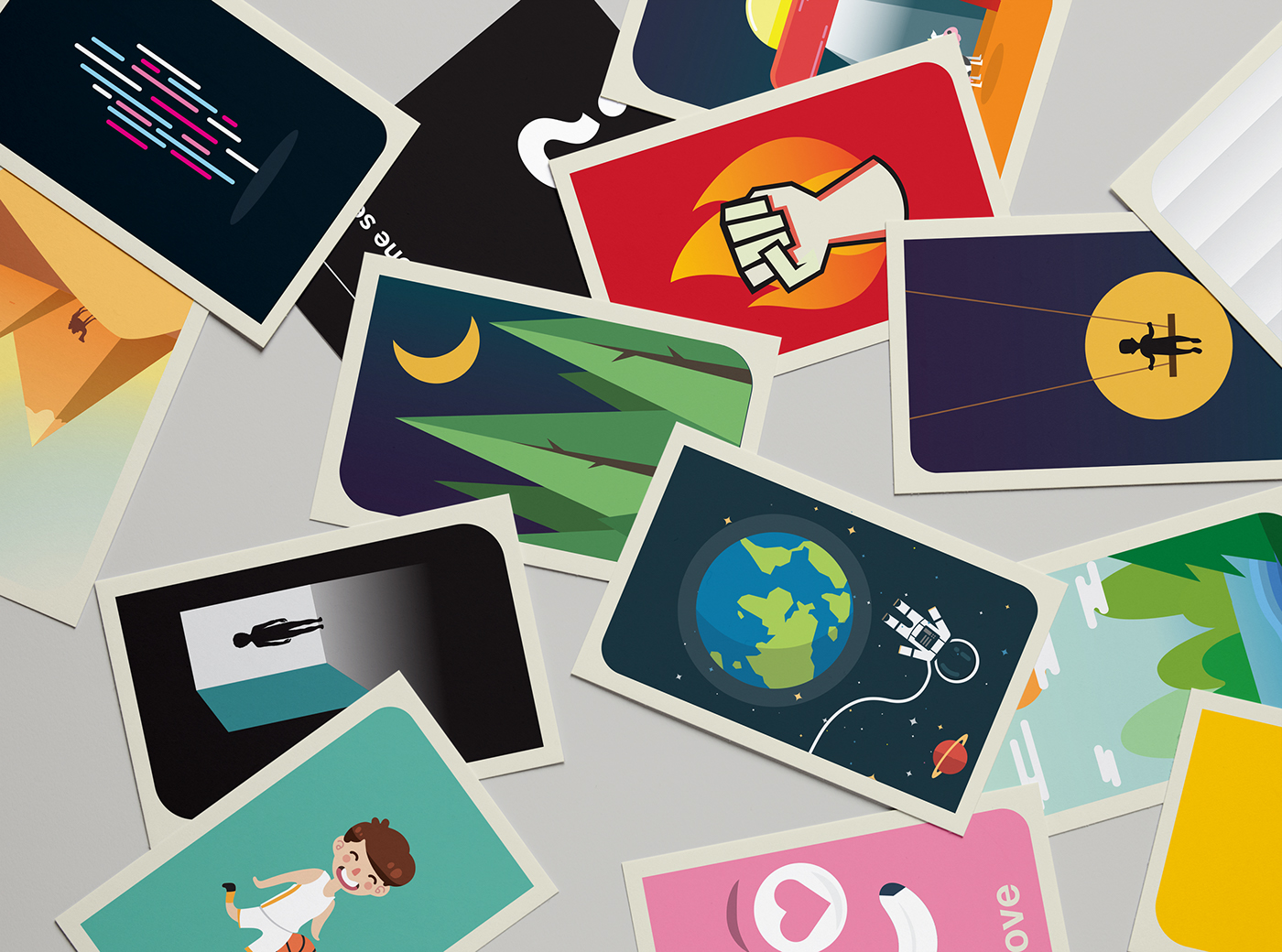card game card graphic design  flat imaginary friends design