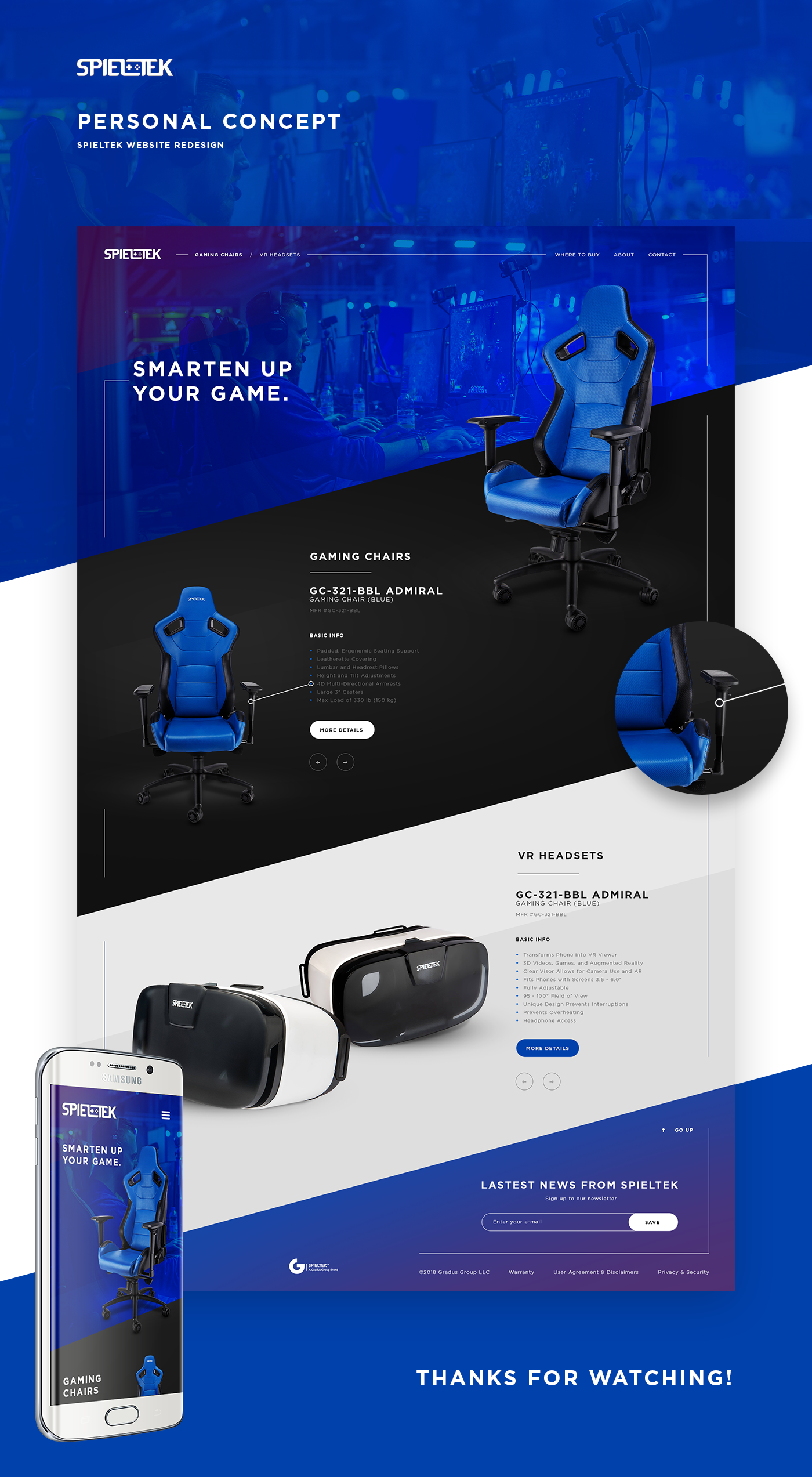 Gaming chair concept Responsive vr headset virtual reality smartphone